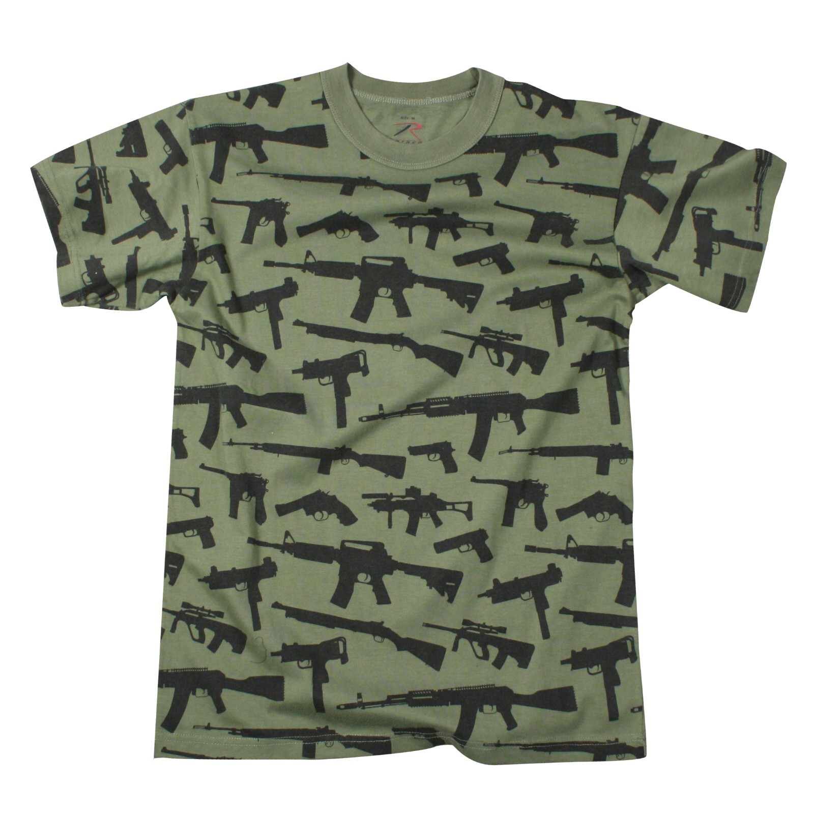 T-Shirt – Multi Print “Guns” – Olive Drab