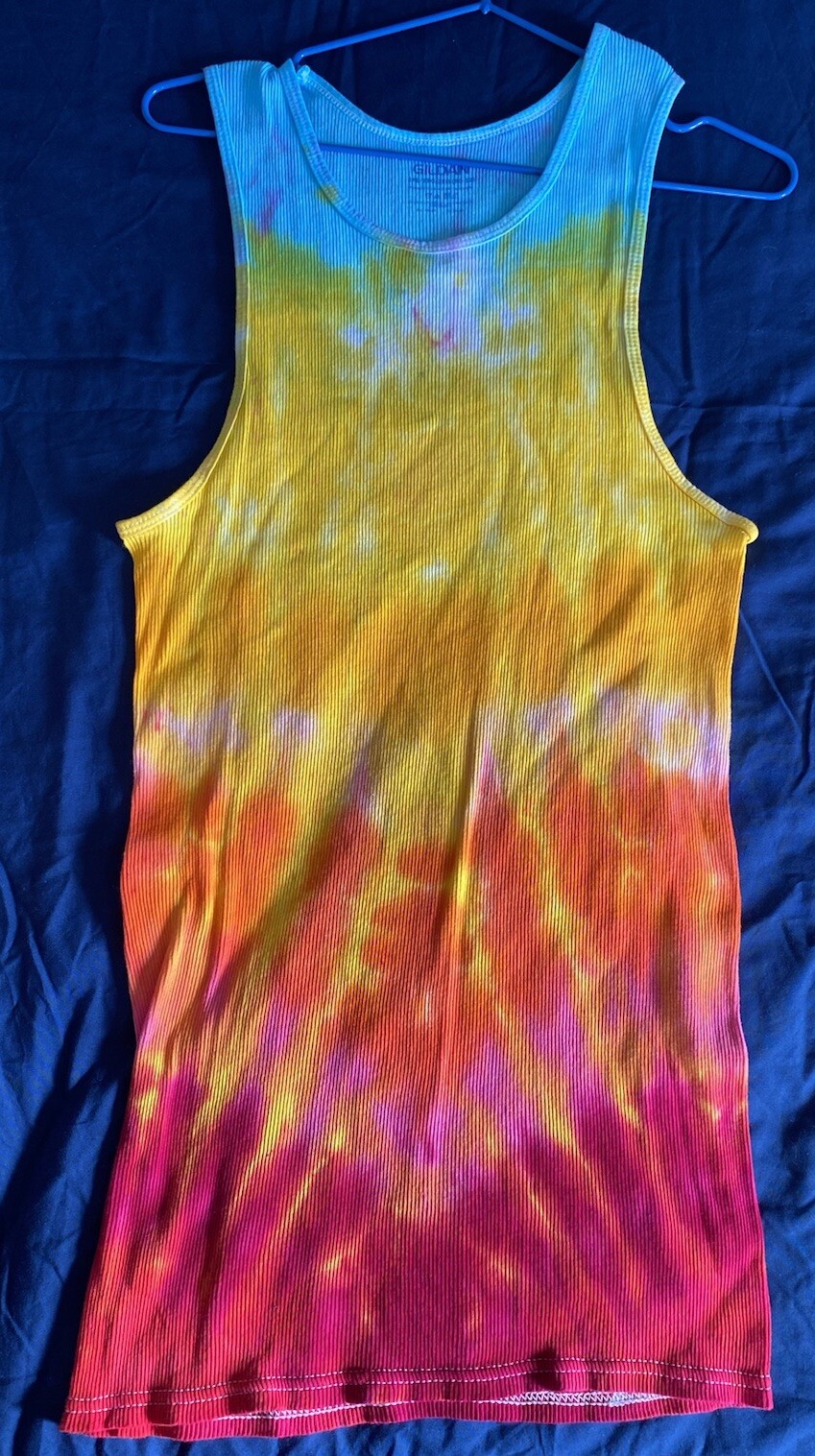 2XL Handmade Ribbed TankTop Tie Dye V Rainbow Tee Tshirt