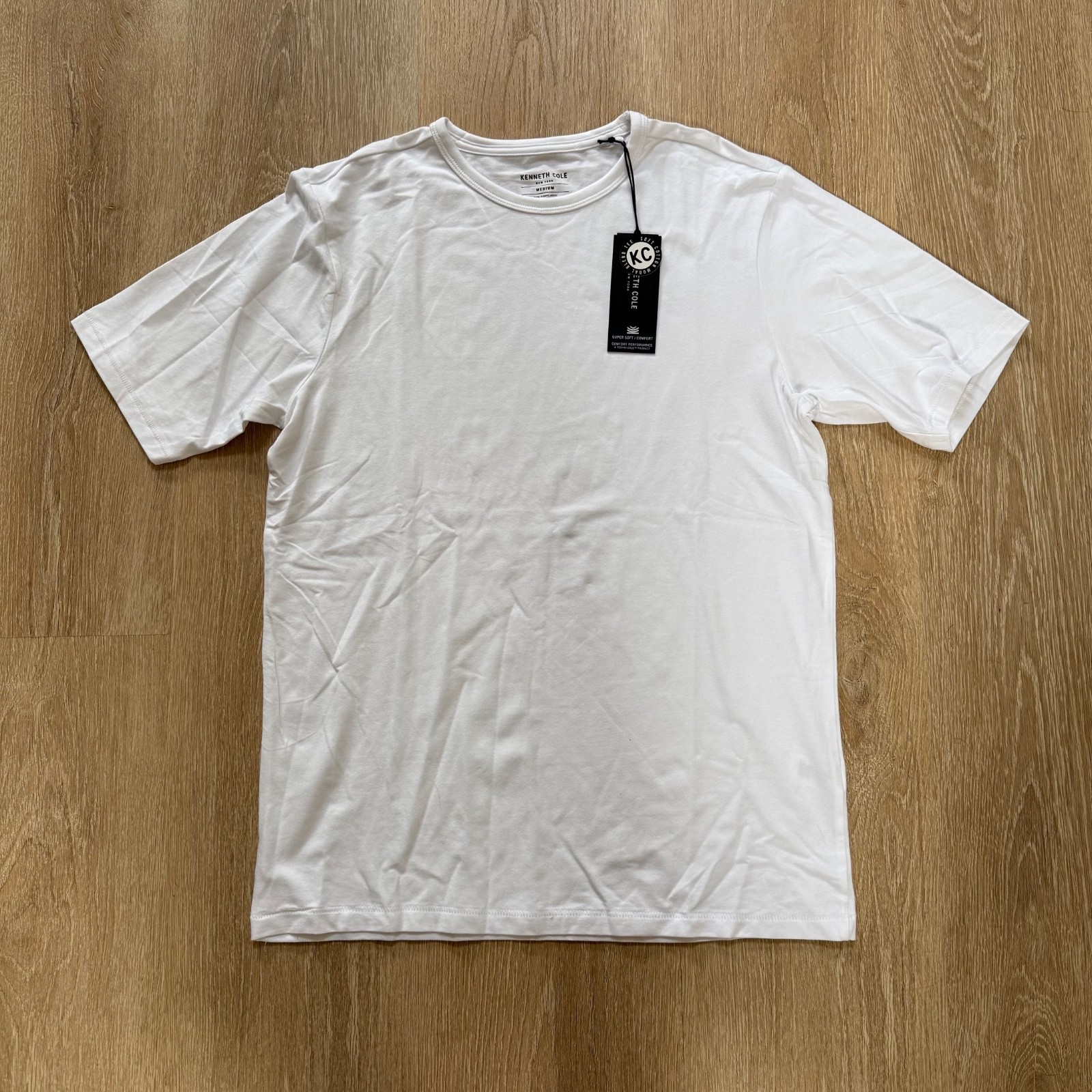 Kenneth Cole Men’s Lightweight Knit T Shirt Stretch Breathable Soft Cotton White
