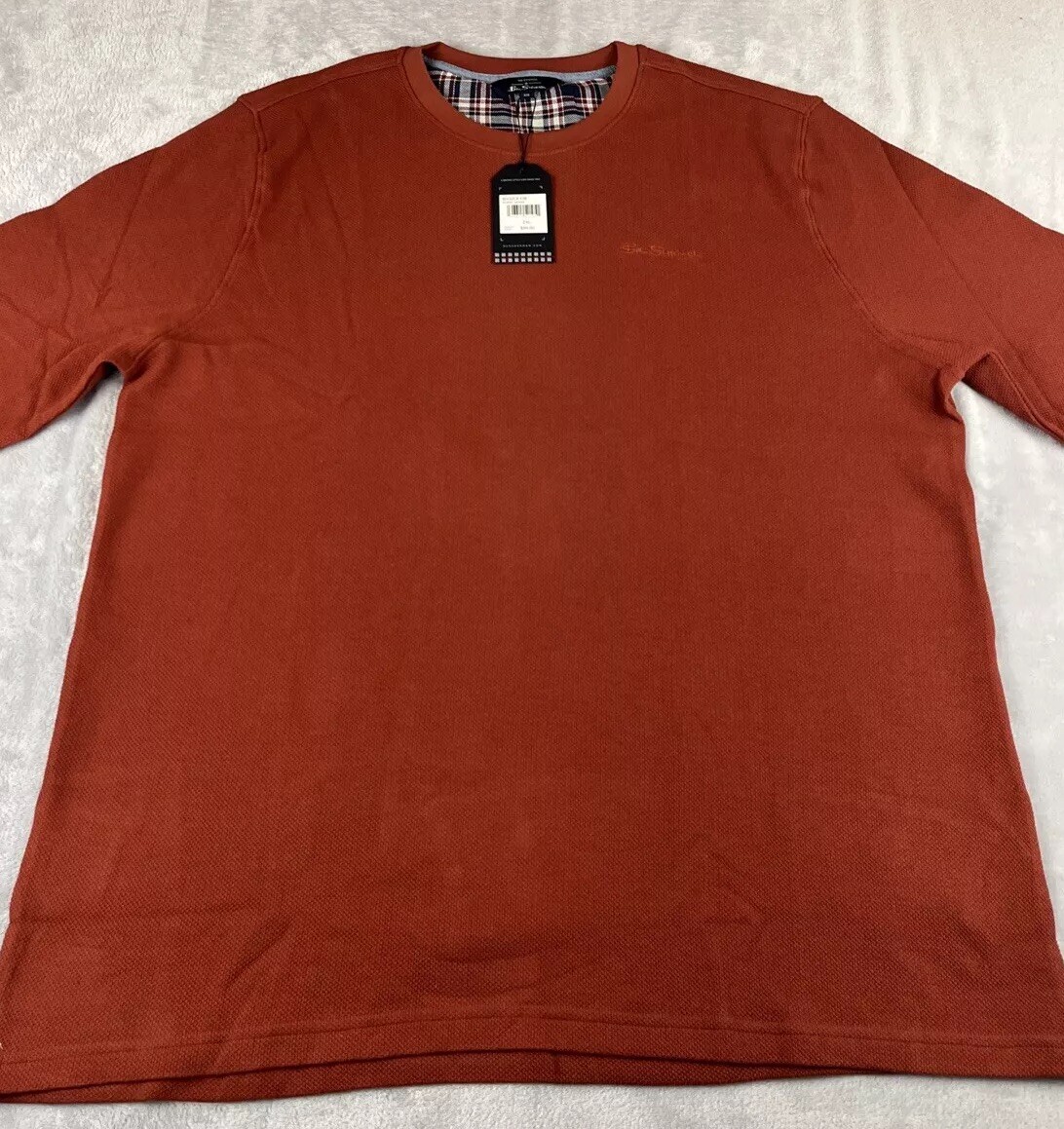 Ben sherman mens long sleeve orange pullover thermal shirt size 2XL