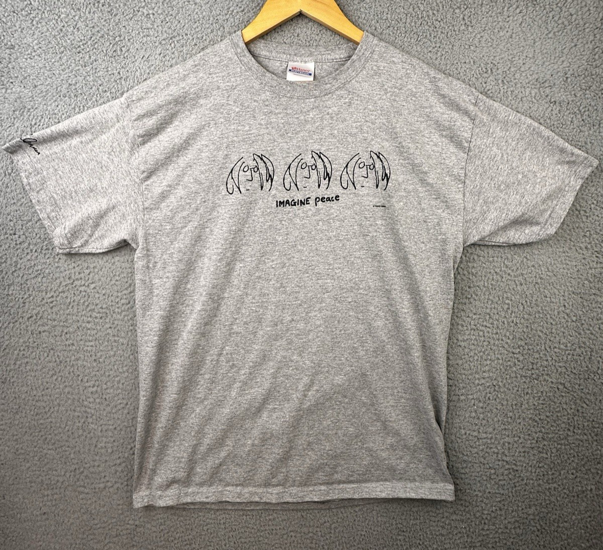 VTG 90s John Lennon The Beatles Caricature Yoko Ono Imagine Peace T Shirt Large