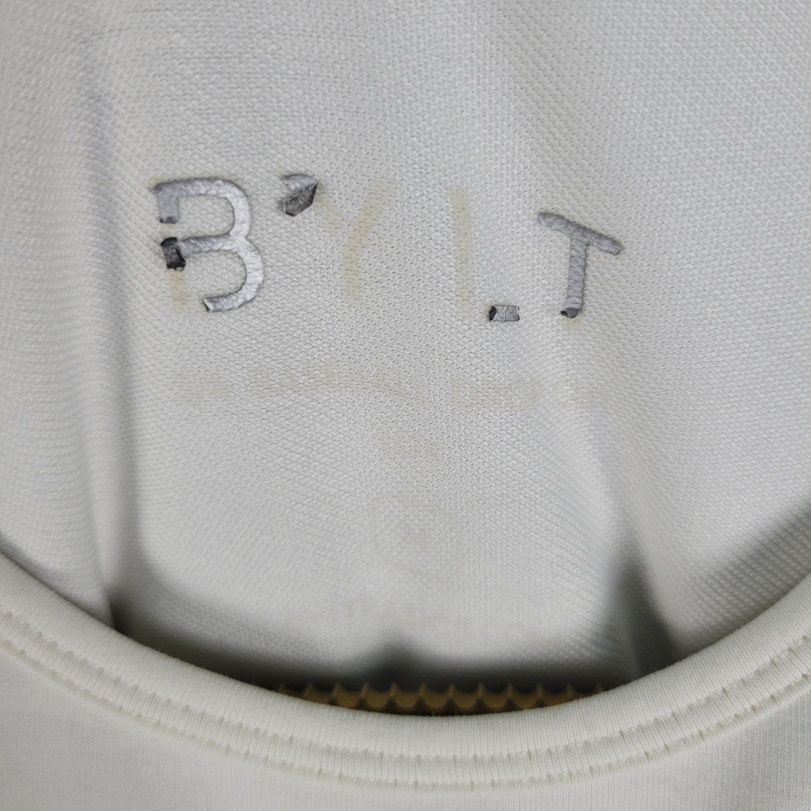 BYLT Raglan Shirt Adult M White Green Good 3/4 Sleeve Curved Hem Cotton Blend