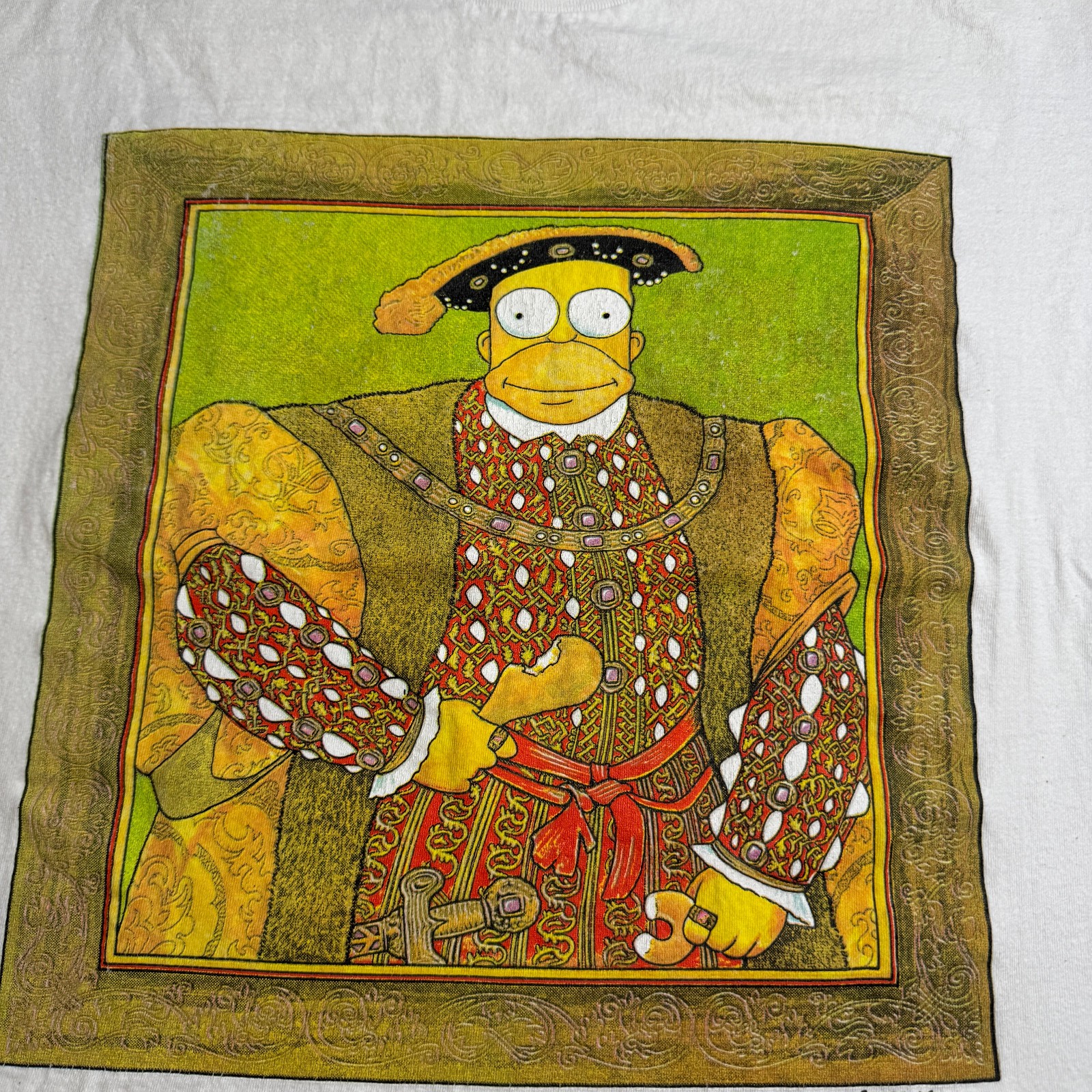 1995 The Simpsons Homer The VIII King T Shirt White 2 Sided Cartoon Vintage