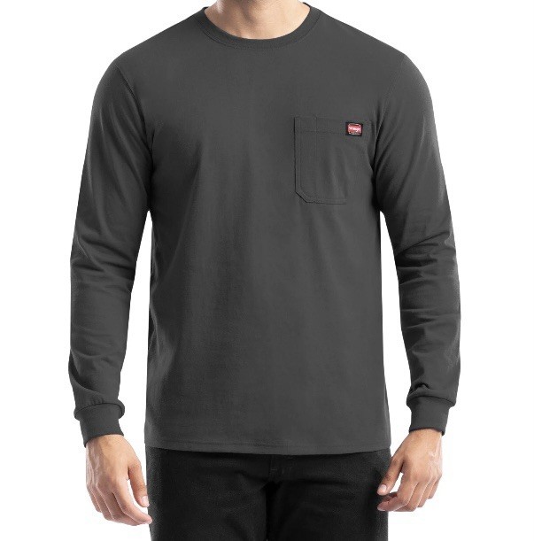 NEW Wrangler Workwear Men’s Gray/Long Sleeve/Pocket/Heavyweight T-Shirt Size M