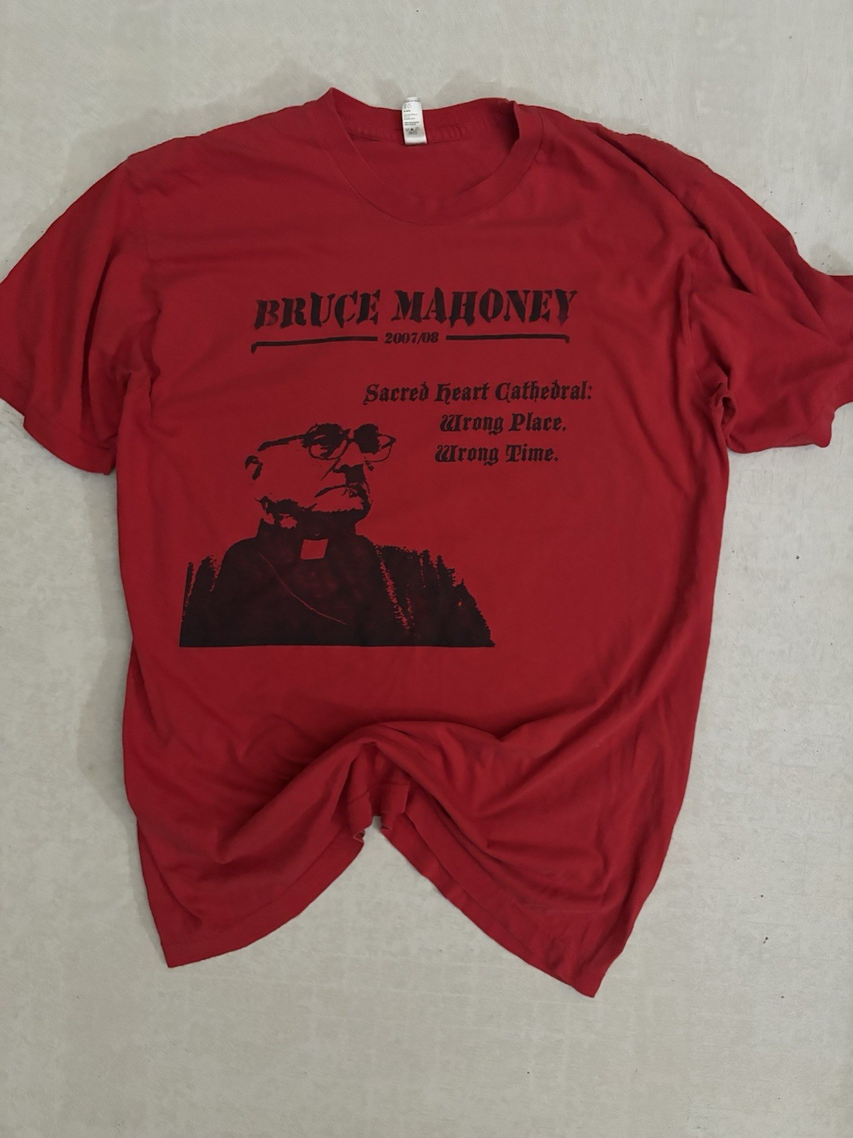 American Apparel Bruce Mahoney Sacred Heart Graphic Tee Red Men’s L