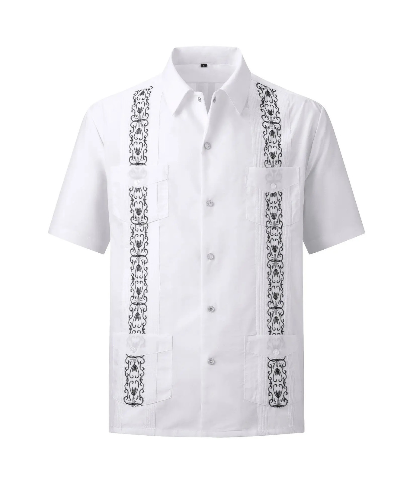 2026 Men’s Guayabera Shirts Zipper Lapel Traditional Casual Short Sleeve Shirt F