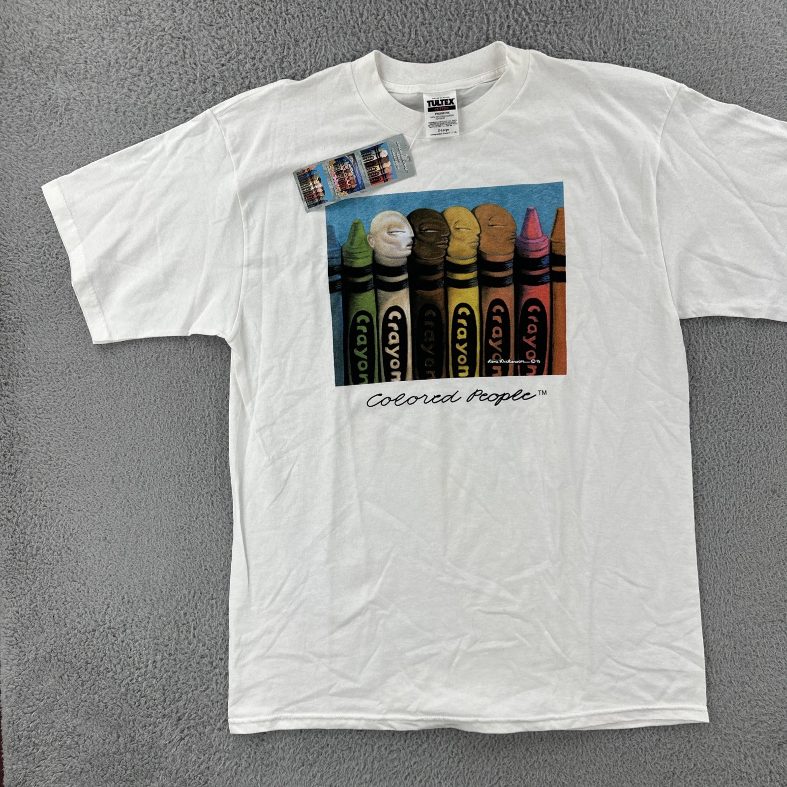 Vtg Tultex Mens XL White Shirt Rene Dickerson Colored People Art Tee 93 NWT 90s