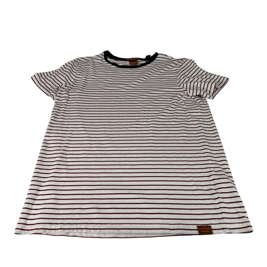 SCOTCH & SODA Striped T Shirt White Red Blue Short Sleeve Tee Mens Size MEDIUM