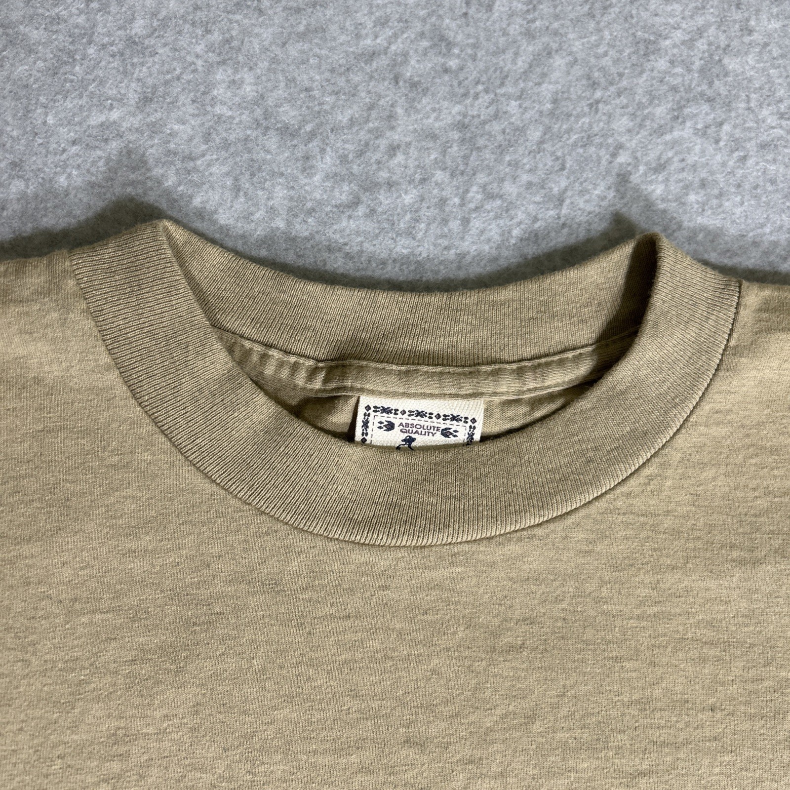 Vtg. 80s/90s Alore Single Stitch Blank Tan T-Shirt Small Made in USA Slub Cotton
