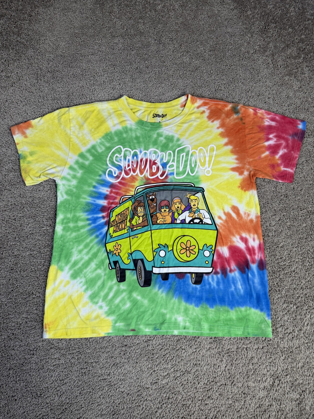 Scooby-Doo Shirt Mens M Multicolor Tie Dye Mystery Machine Short Sleeve Cotton