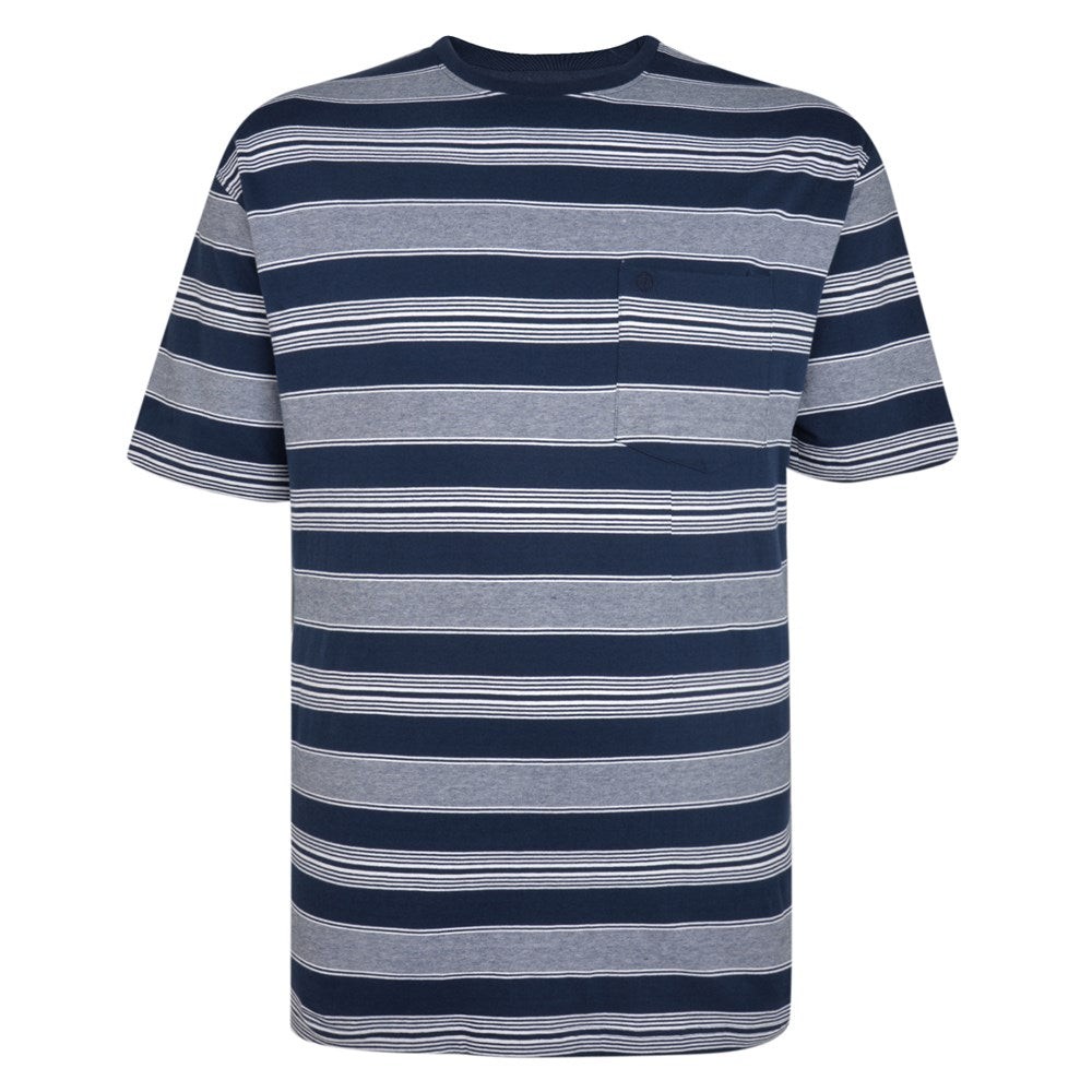Espionage Crew Neck Men’s Jersey Stripe T-shirt with Chest Pocket