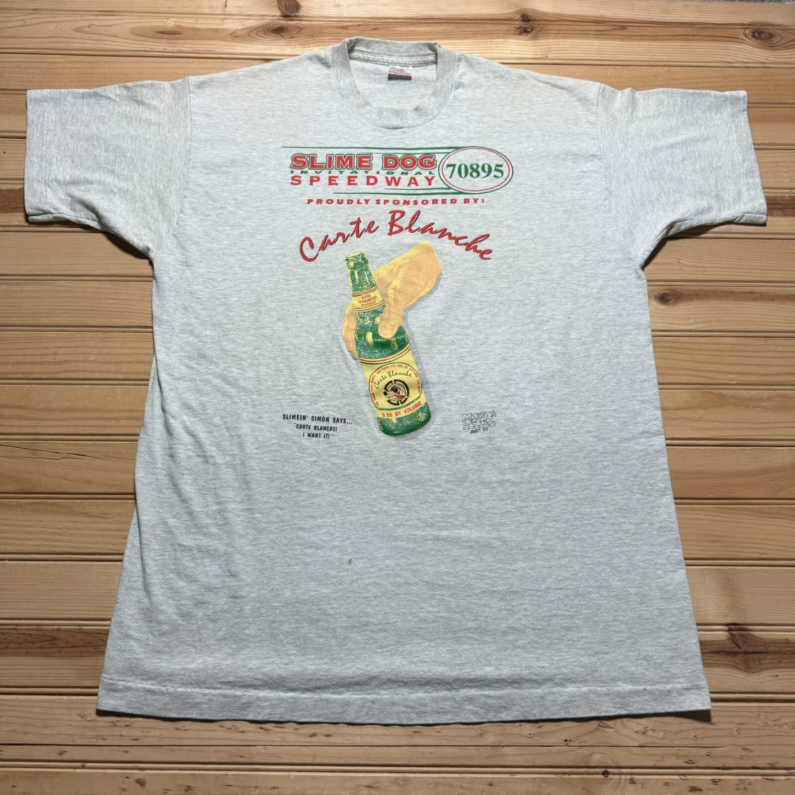 Vintage 90s Carte Blanche Slime Dog Speedway Invitational 70895 Shirt Size XL