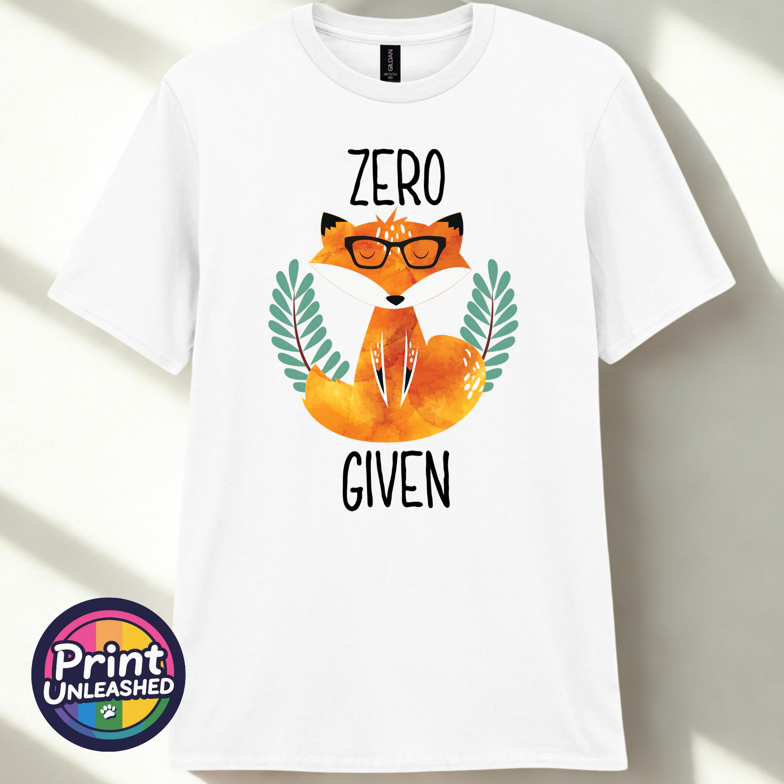 Zero Fox Given Graphic Tee Funny Printed Slogan T-Shirt Zen Fox Print Fun Gift