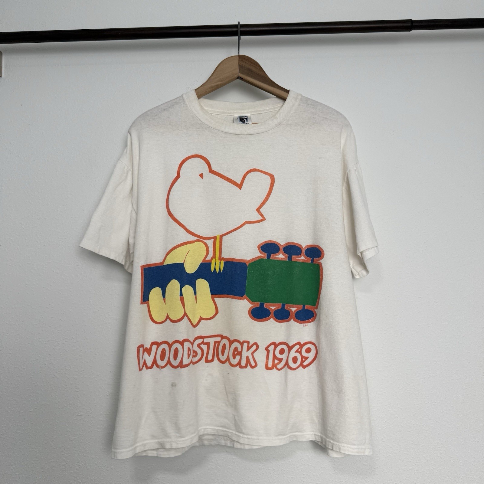 Vintage Woodstock 1969 Graphic Shirt 90s Gem Made In Usa Mens Sz L
