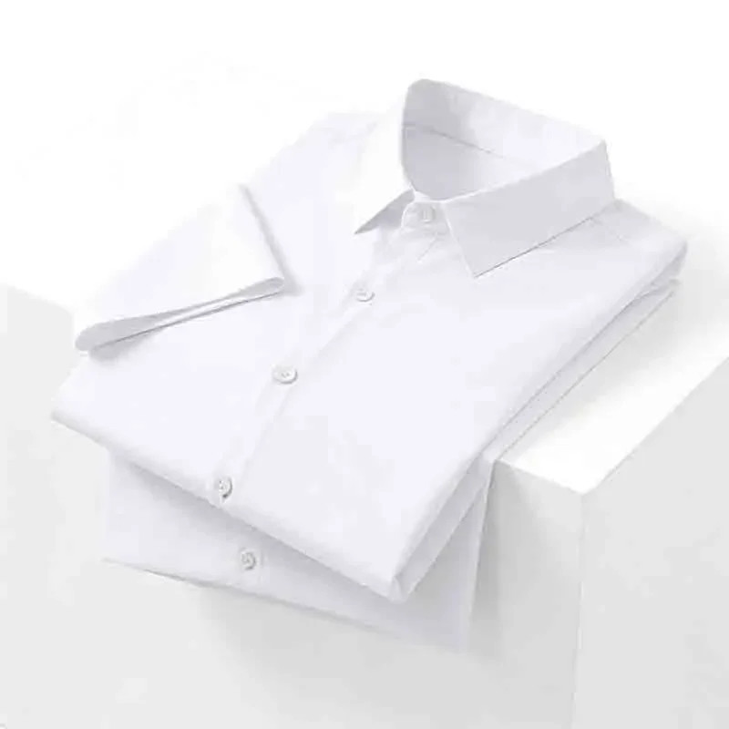 2026 New Men’s Non-iron Short Sleeve Shirt Casual Solid Color Teal Button Up Shi