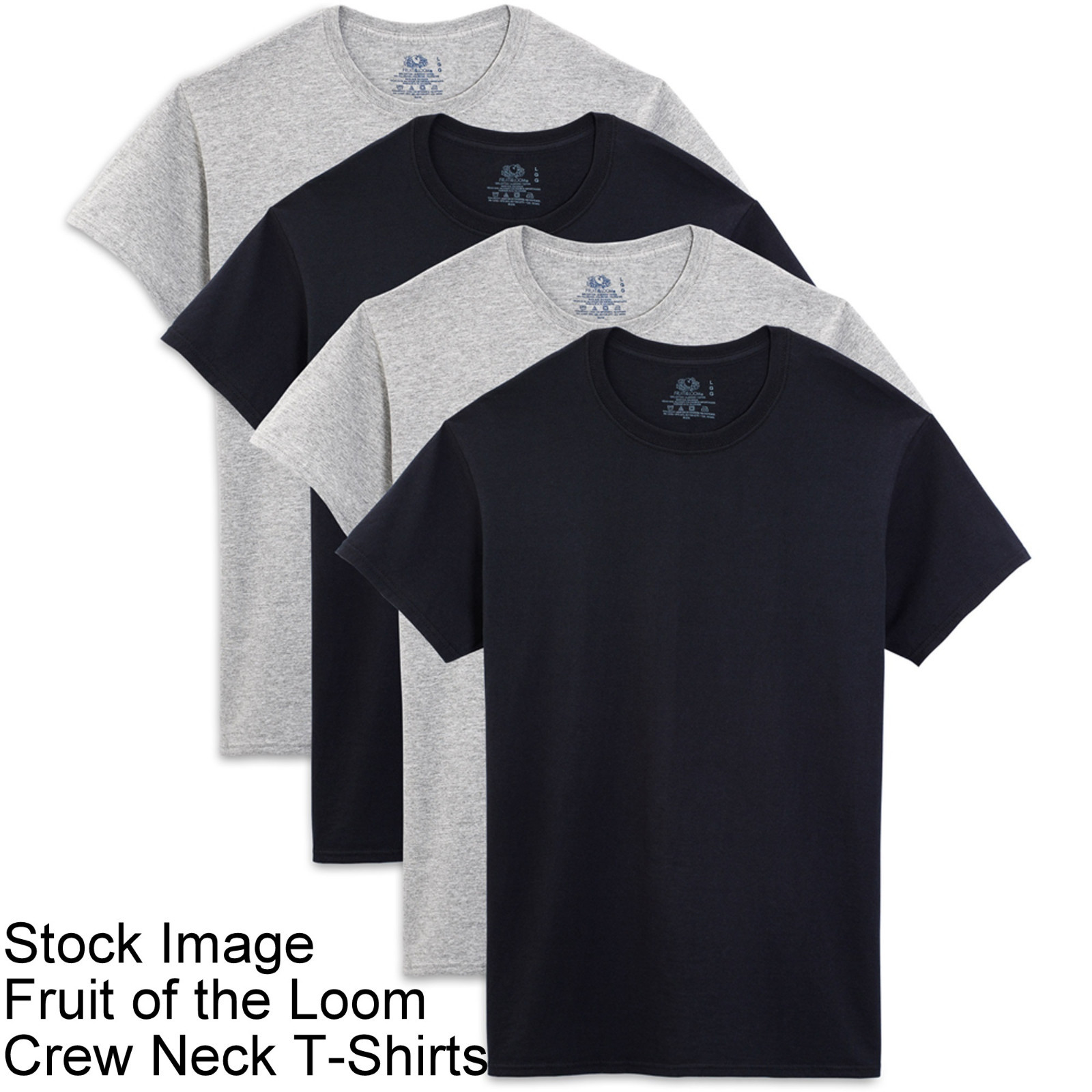 6 Blue Gray M 38-40 Inch Crew Neck T-Shirts Fruit Of The Loom M 97-102 CM