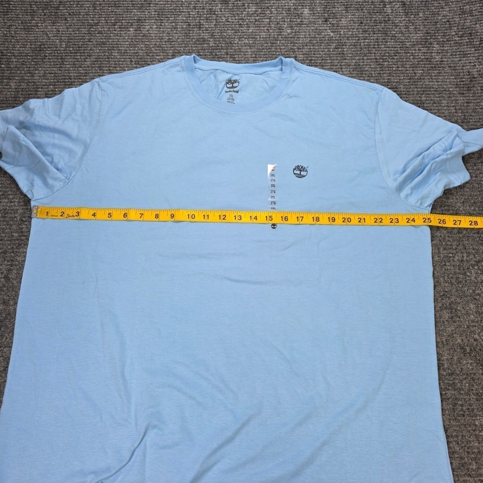 Timberland Tent Logo T-Shirt Men’s Size 2XL Light Blue Back Graphic Outdoors NEW