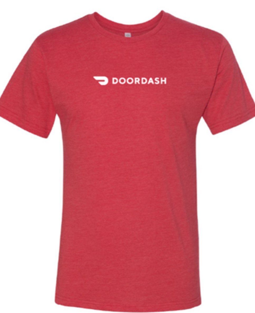 DoorDash Red Logo Cotton Men’s Regular Fit Short Sleeve Crew Neck T-Shirt
