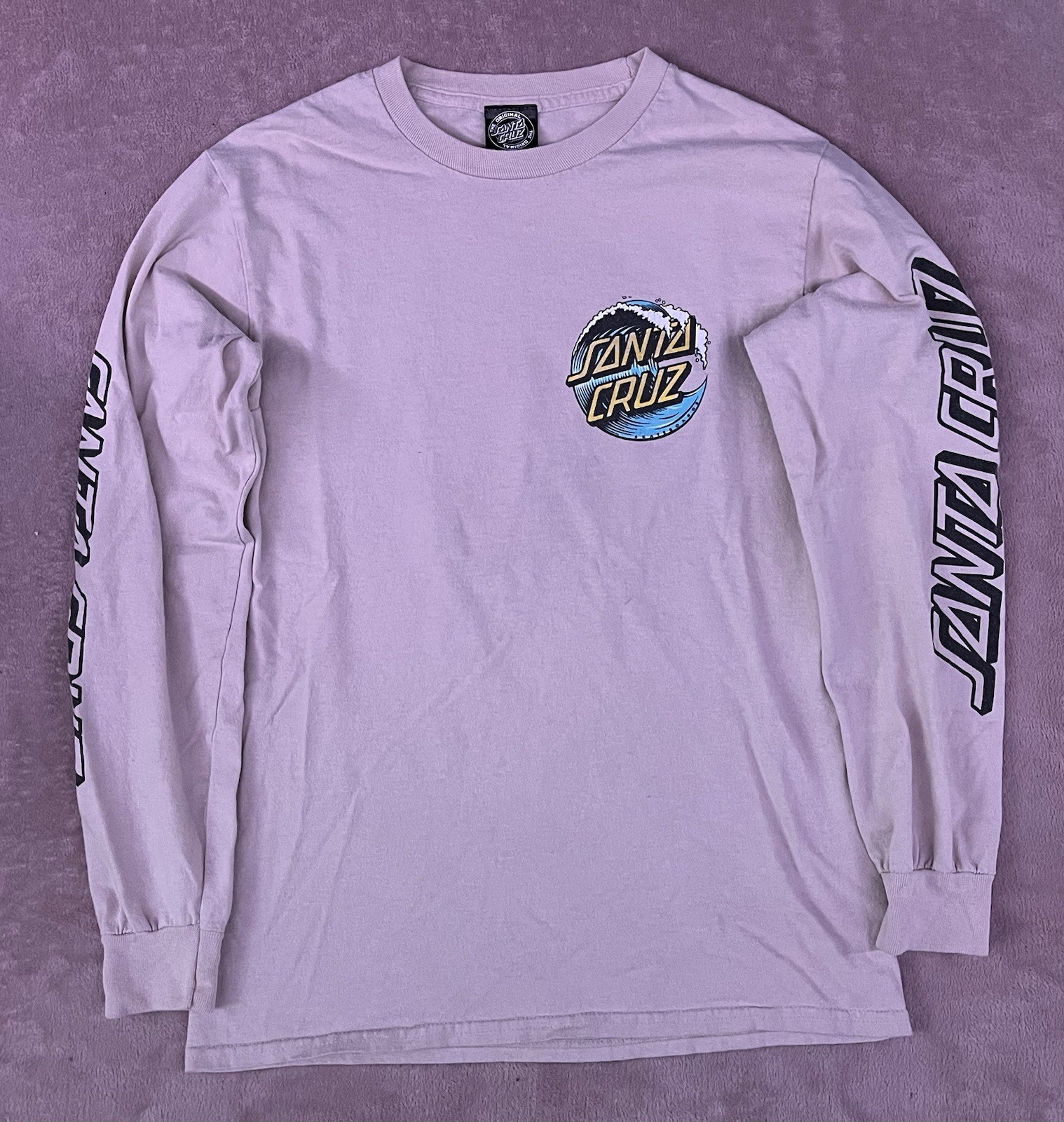 Santa Cruz Men’s Light brown Long Sleeve Graphic T-Shirt Logo Size S