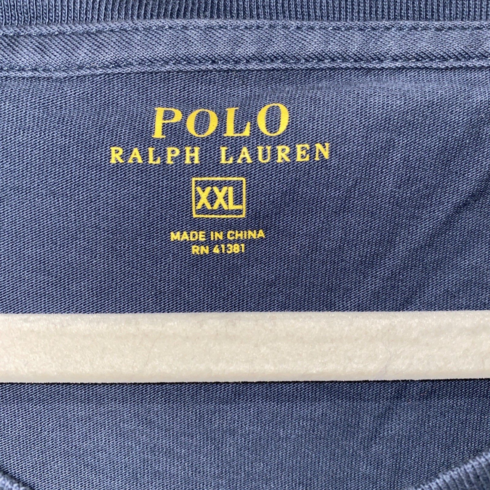 Polo Ralph Lauren Tagless Tee Shirt Mens XXL Blue V Neck Pony Logo Cotton Tee