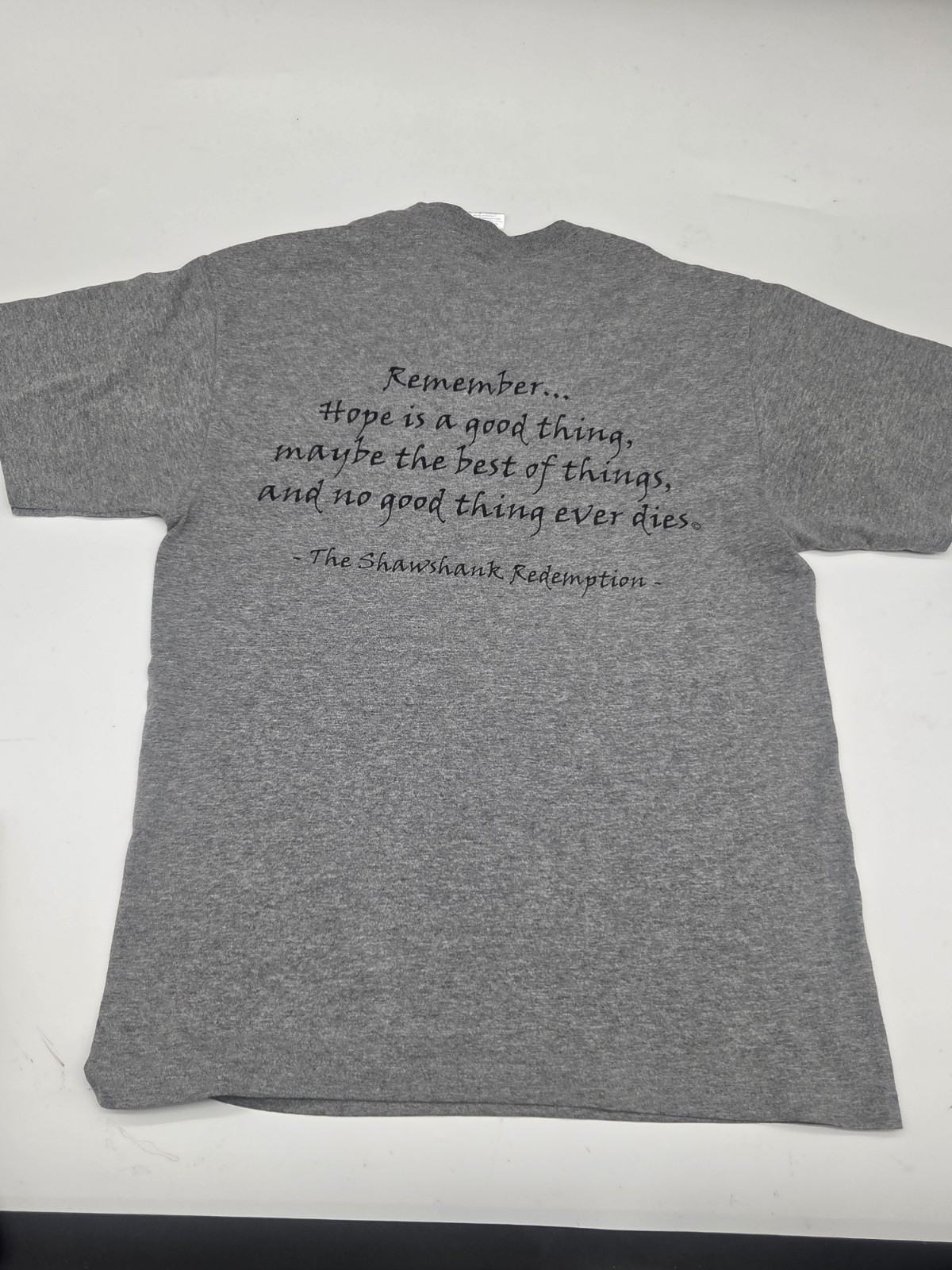 Shawshank State Prison Shirt Double Sided Movie Quote Size Medium Gray