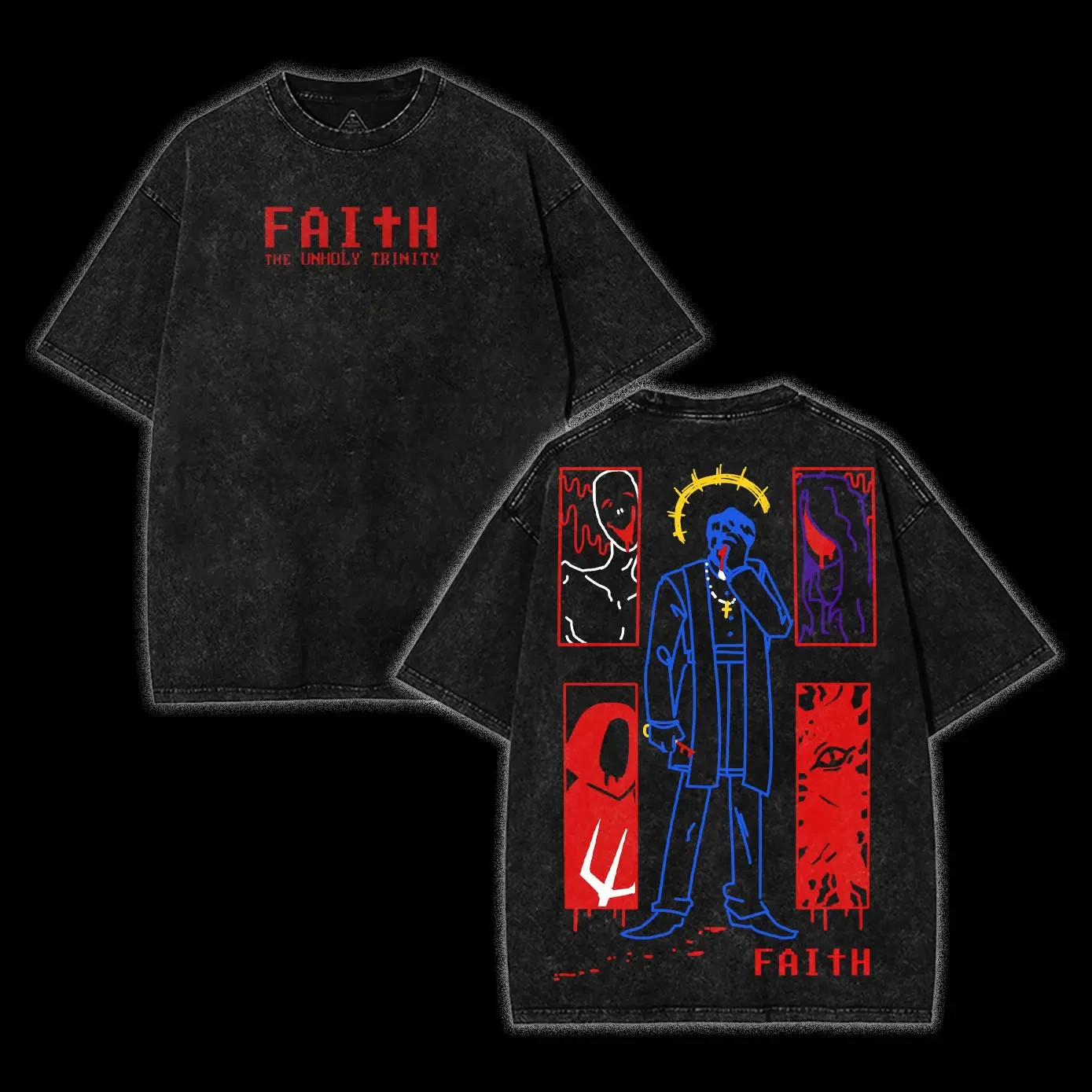 FAITH The Unholy Trinity Horror Game Vintage Tee Unisex Heavyweight Cotton