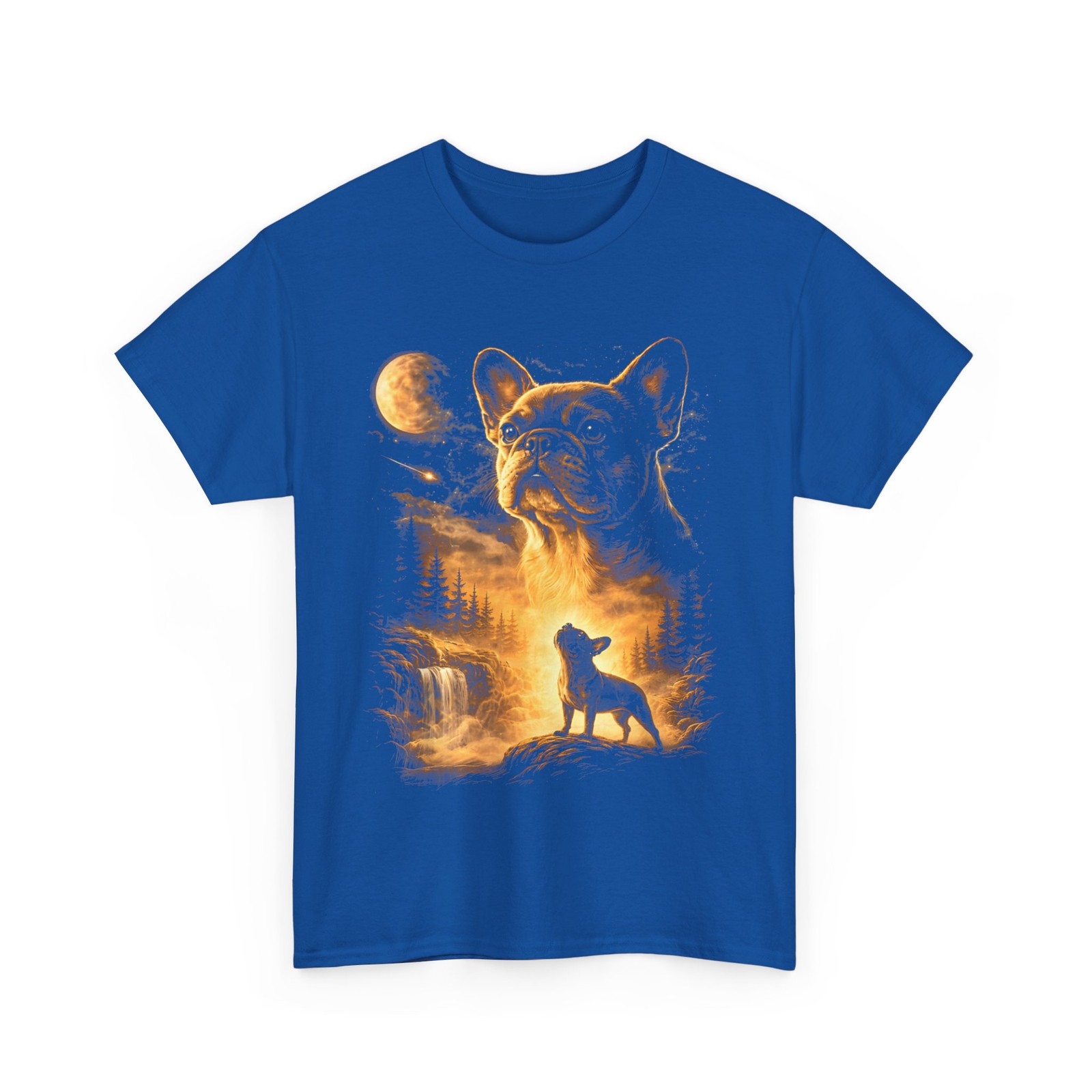 French Bulldog Howling to The Moon Meme 90s Animal Graphic T-Shirt