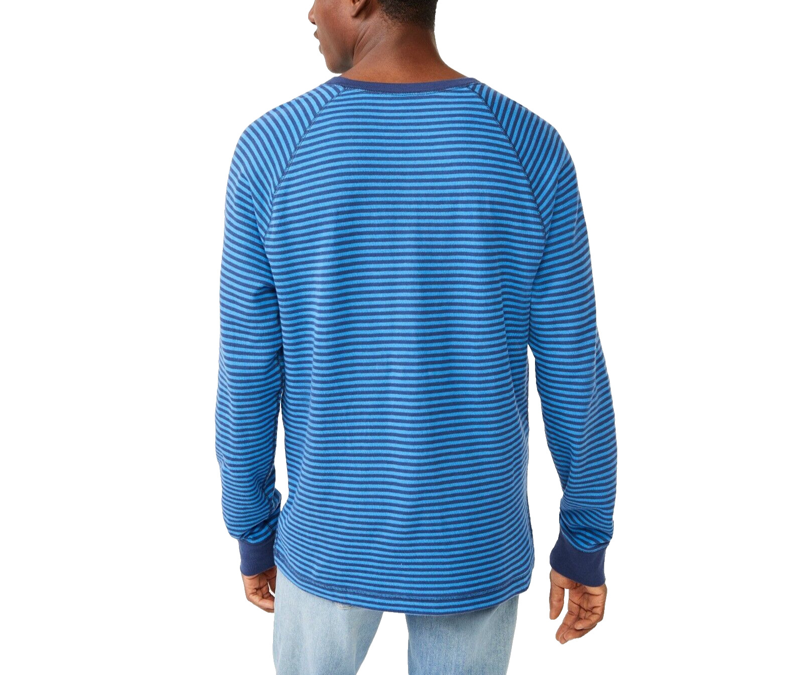 Free Assembly Men’s Textured Duo Raglan Henley Shirt with Long Sleeves, Size: M
