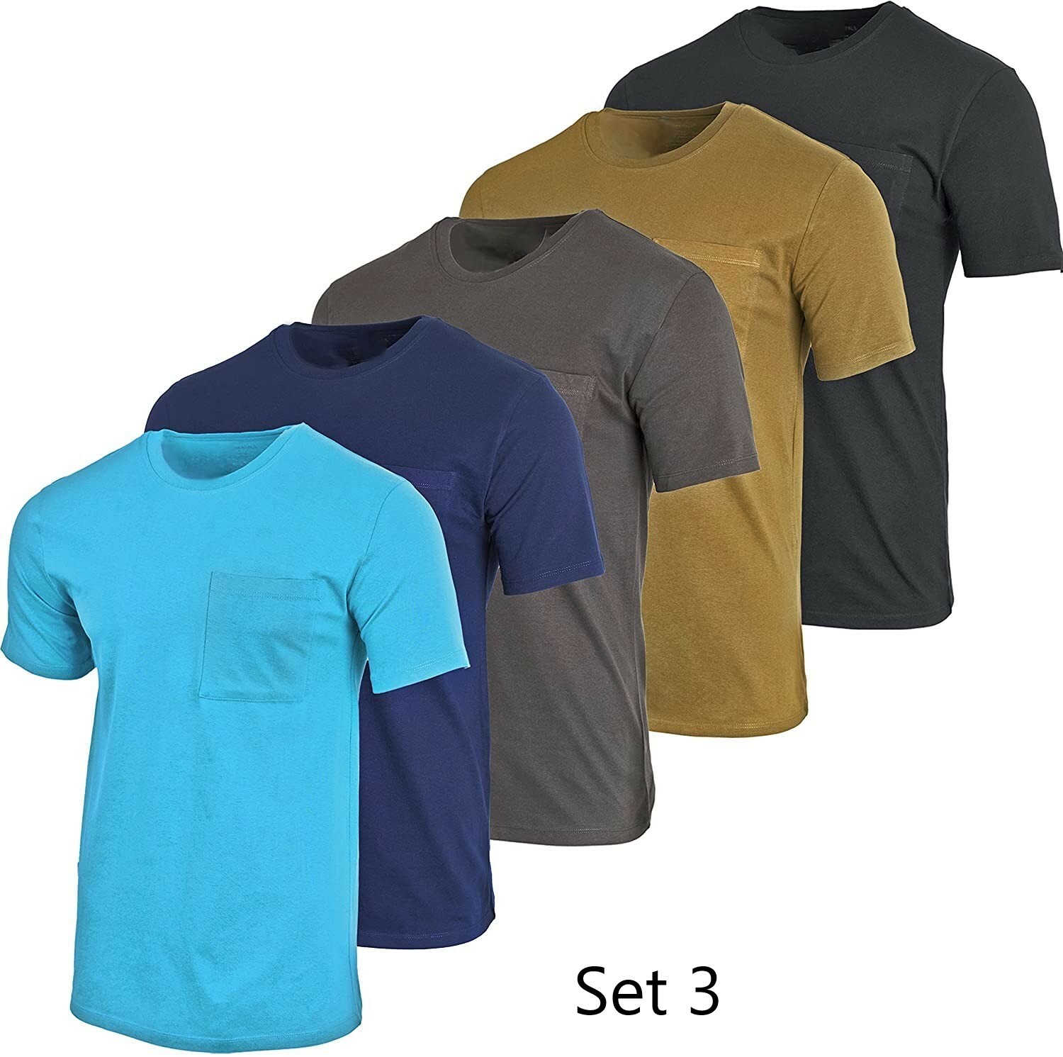 Men’s Cotton Crew Neck Pocket T-Shirts (5-Pack)