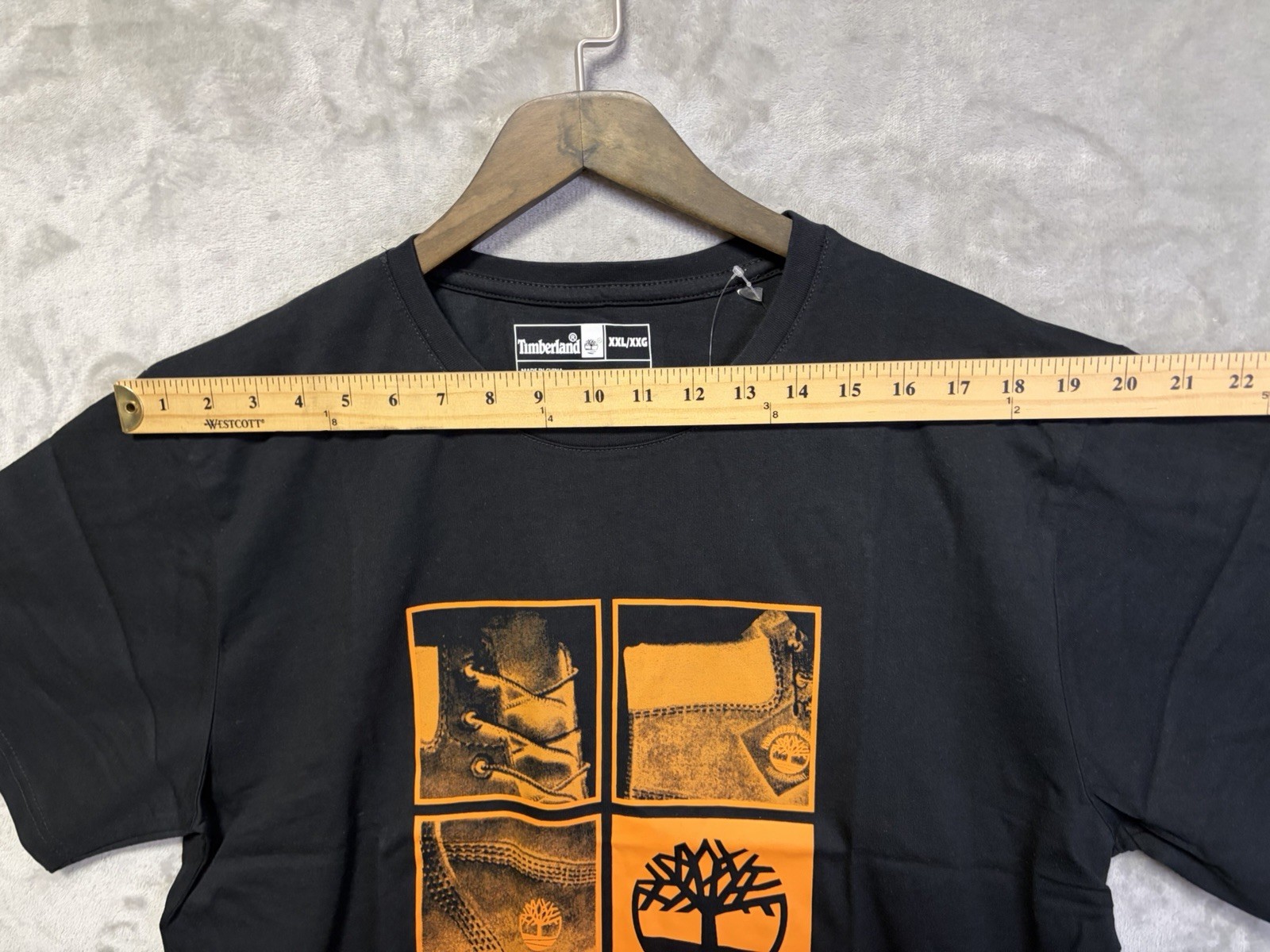 Timberland The Original #10061 Graphic Tee Shirt XXL Black Orange Boot Logo NWT