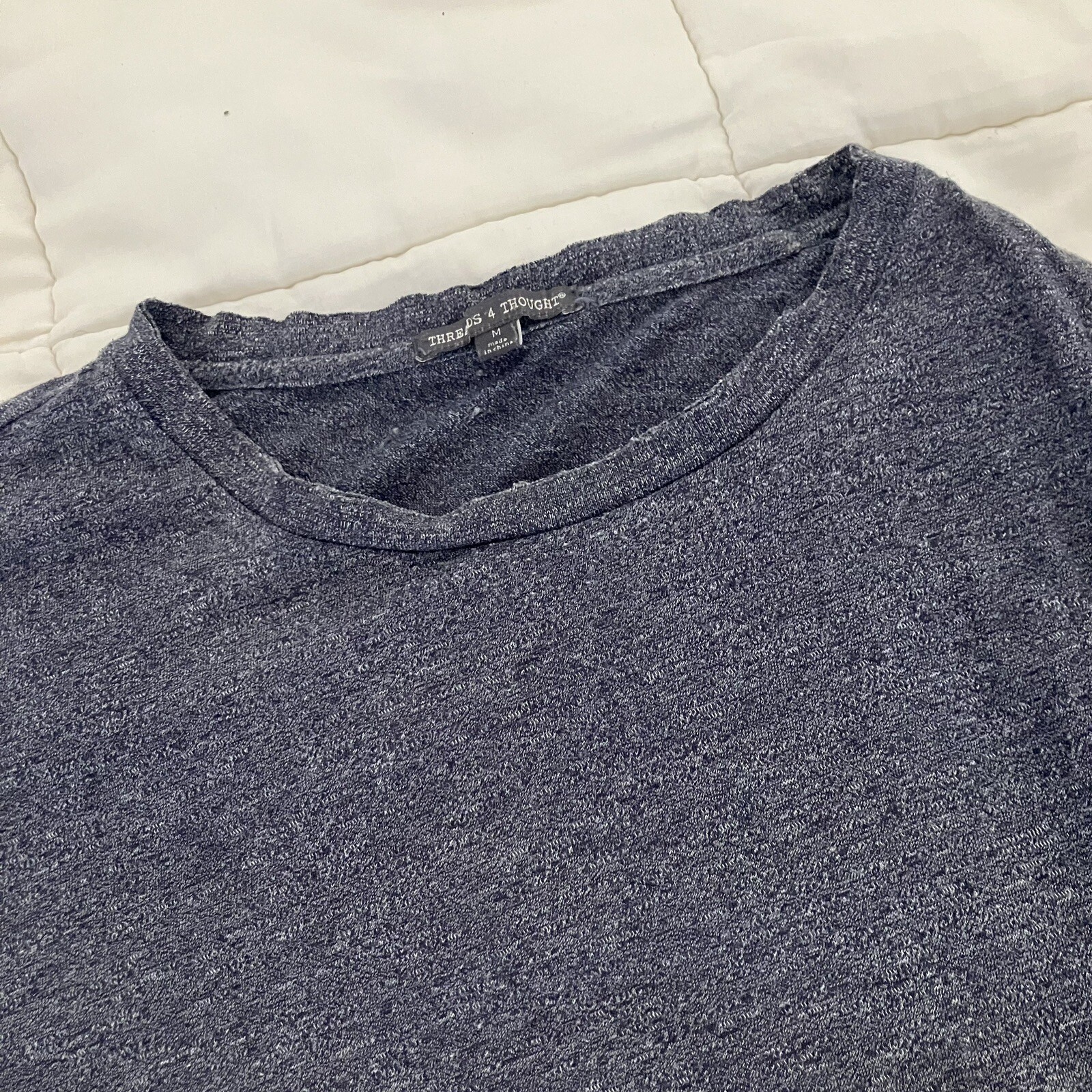 Threads 4 Thought Dark Blue/Gray Long Sleeve Crewneck Shirt – Medium Cotton/Poly
