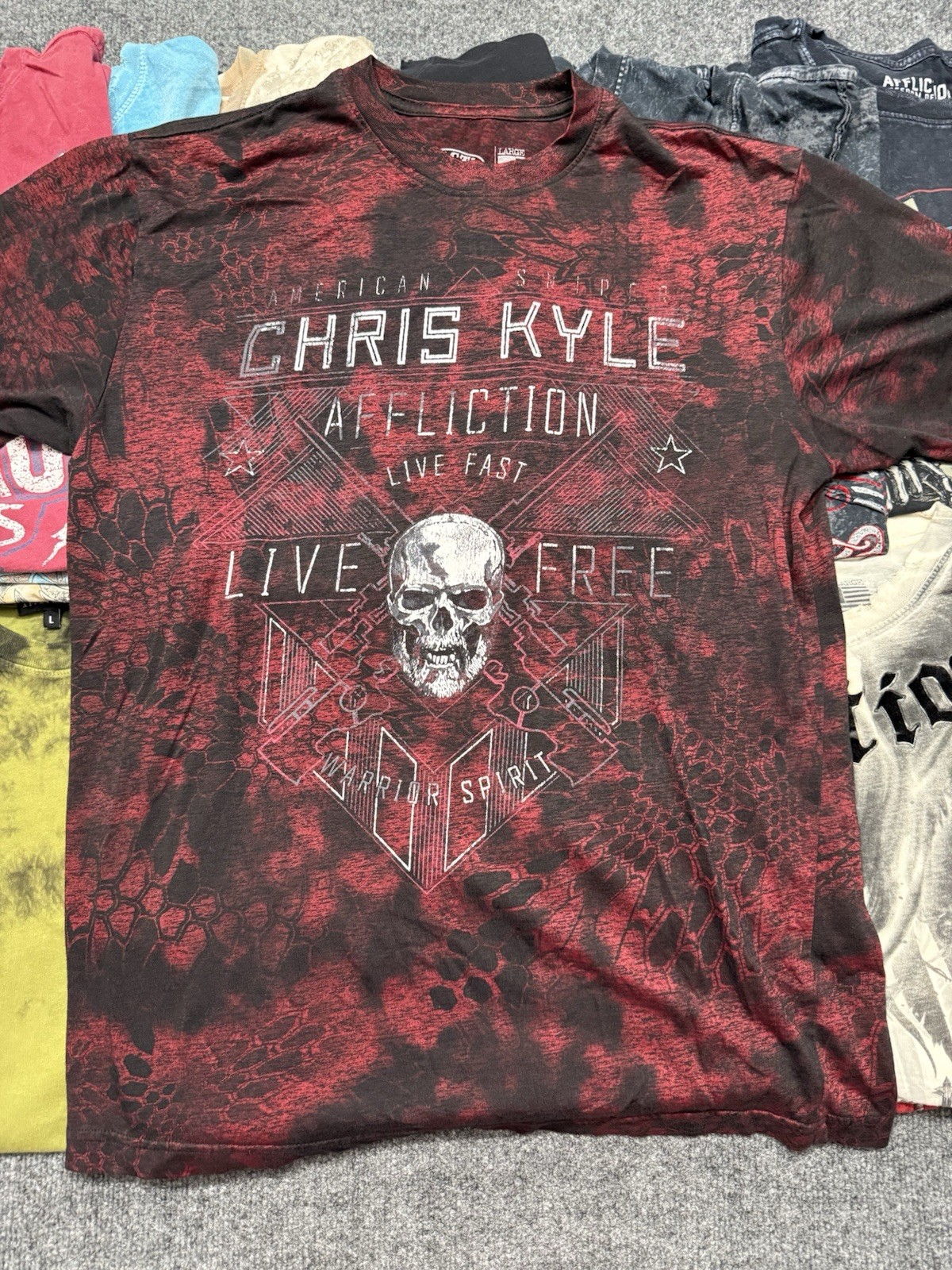 Lot 13 Affliction T-Shirts Mens Large Multi Colored Skulls Distressed Thin