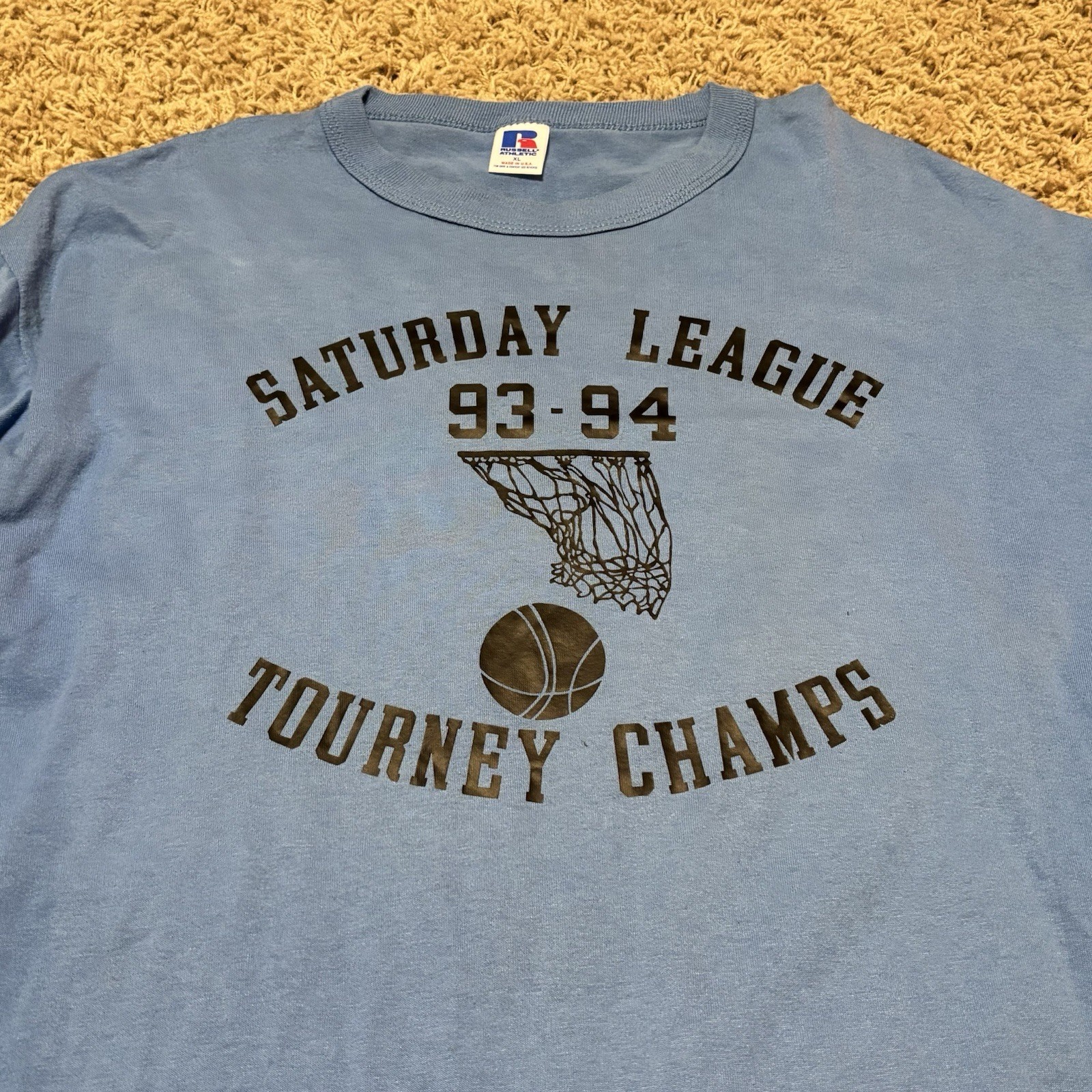 Vtg Russell Athletic XL Single Stitch Shirt USA Made 1993-94 Saturday Basketball