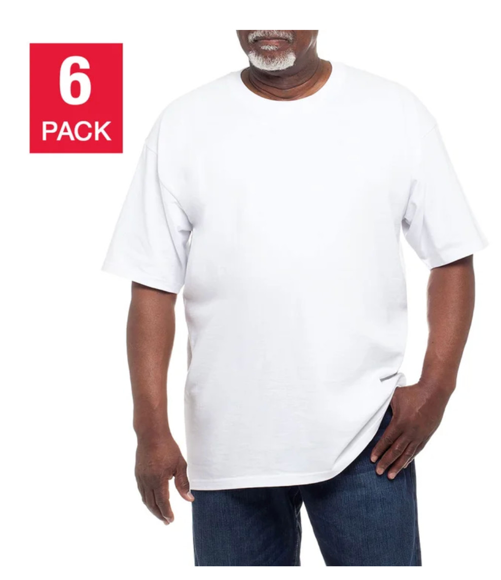 Kirkland Signature Men’s Heavyweight Crew Neck Tee, 6-pack Cotton White Black*