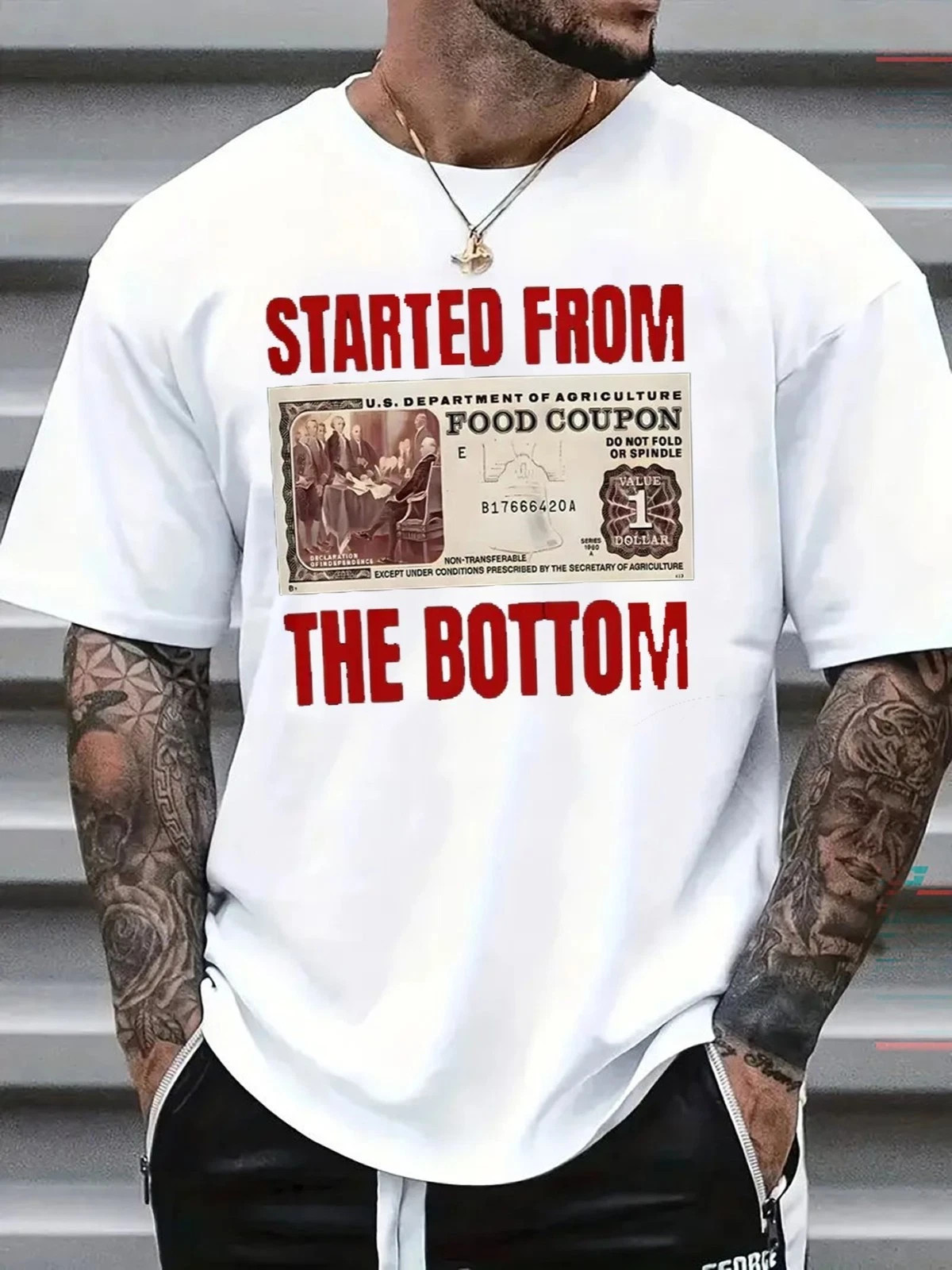 Men’s Started From The Bottom Funny Graphic T-Shirt Streetwear Tee