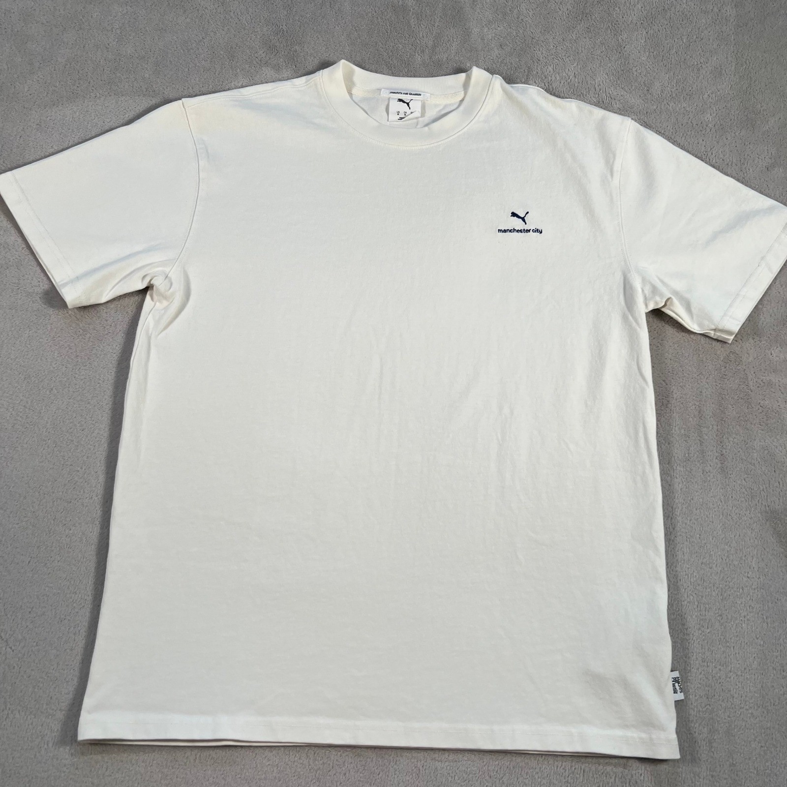 Puma Manchester City FC T-Shirt Men’s Size Medium White Embroidered Logo MCFC