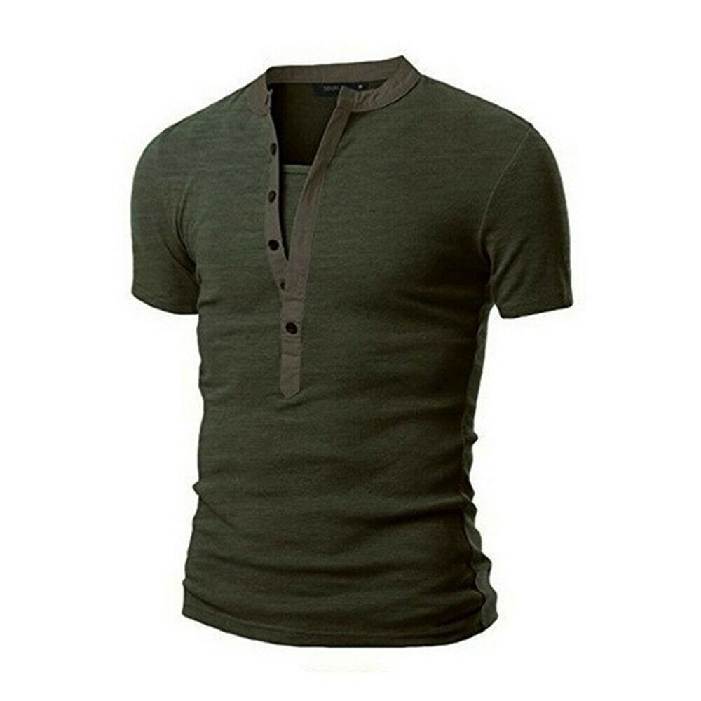 T-Shirt Regular Short Sleeve Slim Summer Tees Tops Button Casual