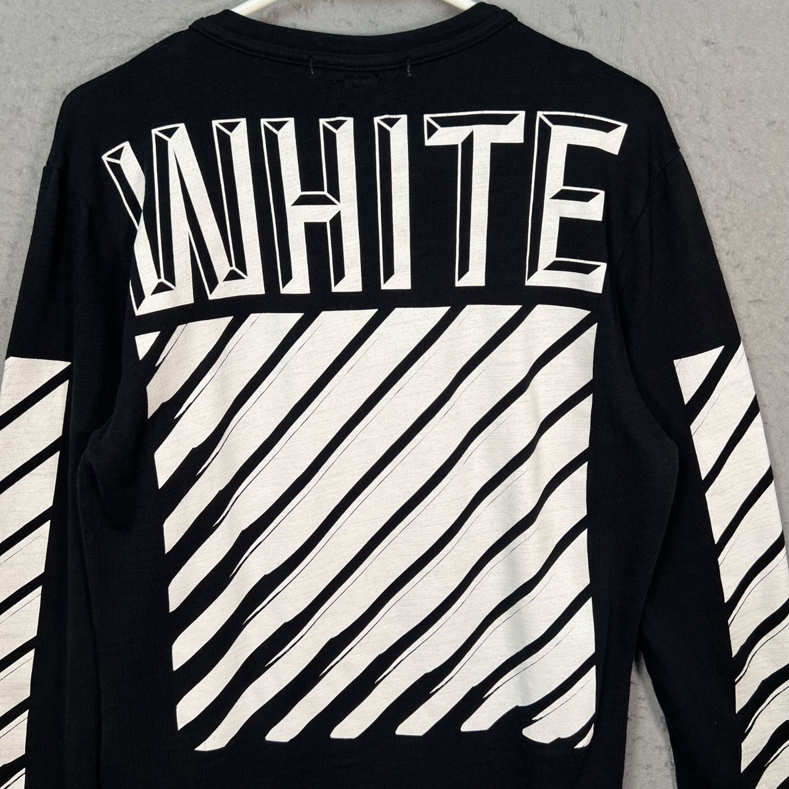 Off-White Mens Size Small Black Long Sleeve Graphic T-Shirt