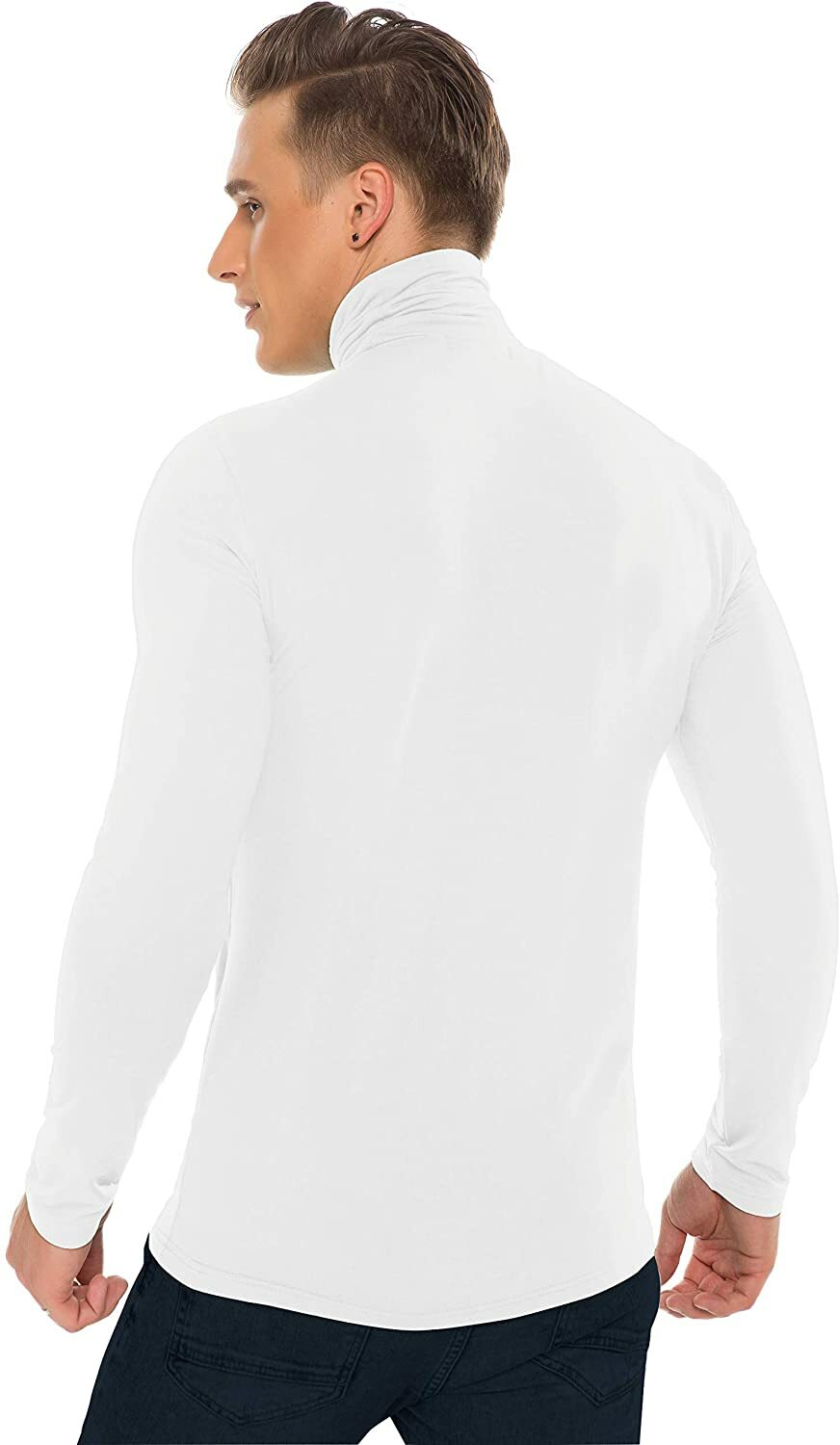 Men Solid High Collar Compression Shirts Turtleneck Long Sleeve Pullover Basics
