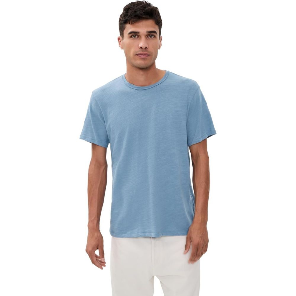 Rag & Bone Mens Fog Blue Classic Crew Neck Pull On Short Sleeve Cotton Flame Tee