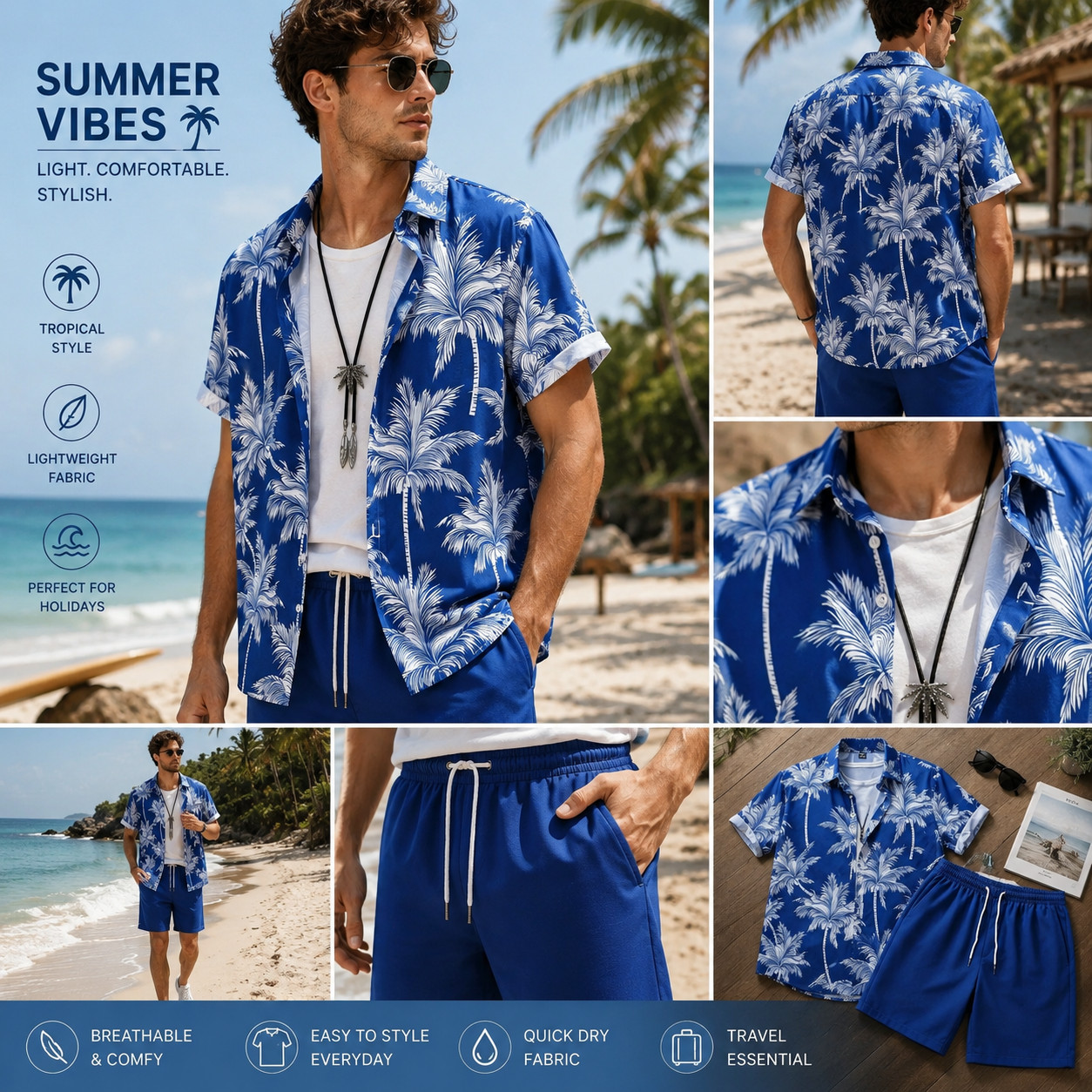 Men Summer Outfit 2-Piece Set Short Sleeve T-Shirt and Shorts Sweatsuit Set