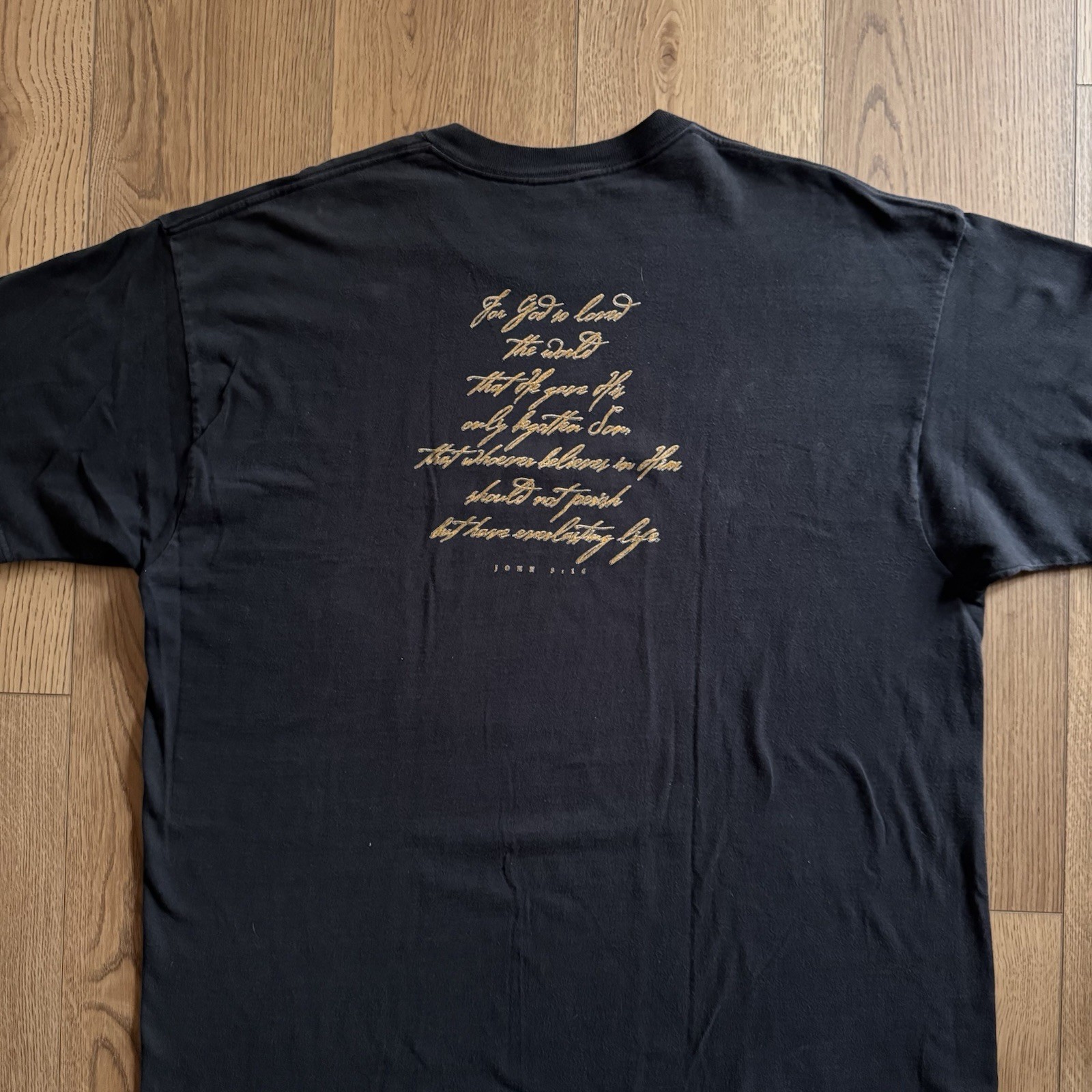 Vintage Living Epistles Public Display Jesus Black Mens XL Shirt USA Lightning