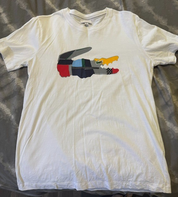 LACOSTE MEN’S REGULAR FIT CREW COLLAR T-SHIRT WHITE SIZE M~L@@K!!!!