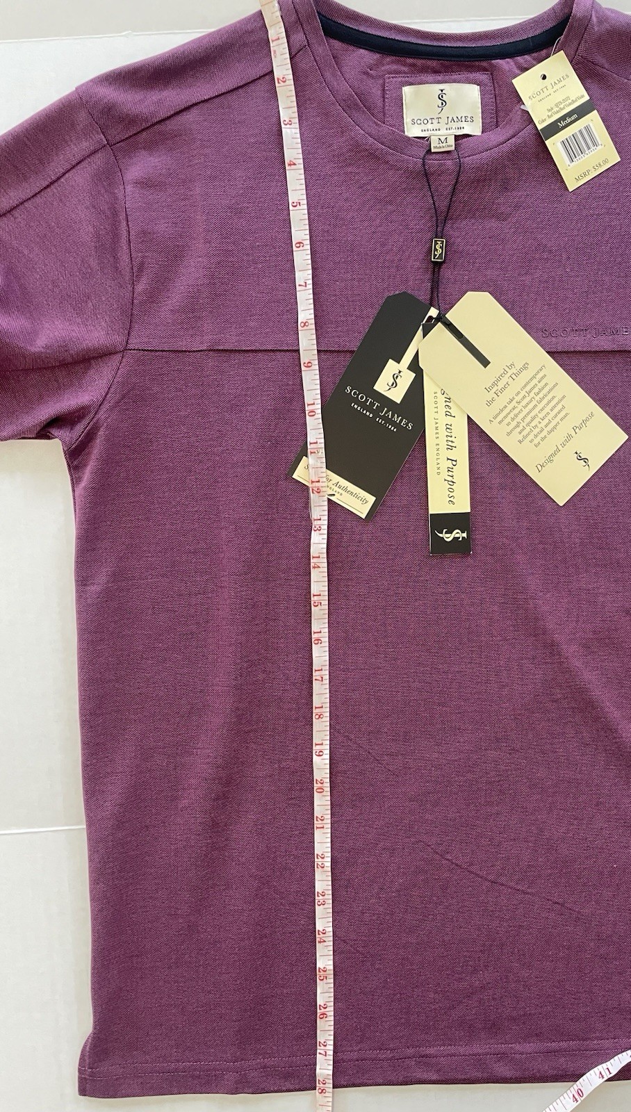 Scott James Short Sleeve Shirt Men’s M SJTS-21172 Red/Violet