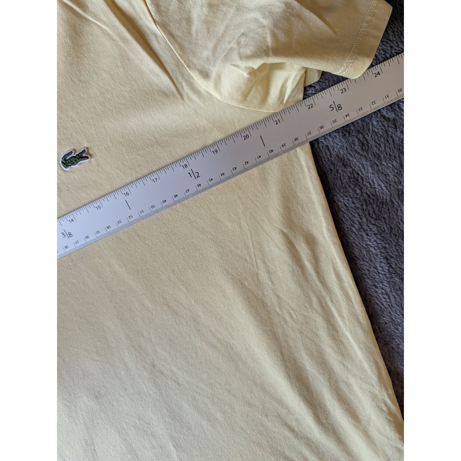 Lacoste Mens V-Neck T-Shirt Yellow 100% Pima Cotton Regular Fit US L FR 5