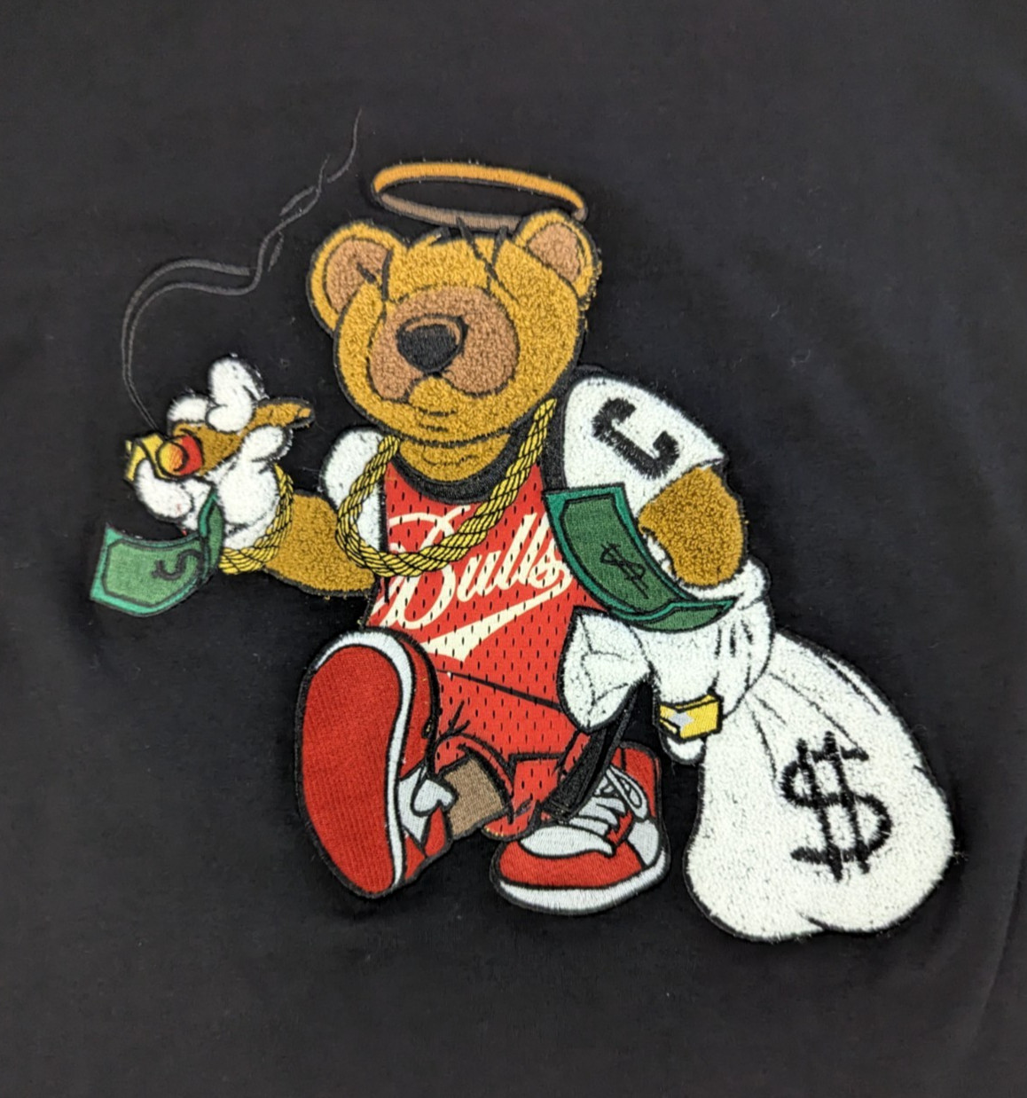 Civilized Graphic T-Shirt Mens Medium Black Bear Money Bag Streetwear Tee
