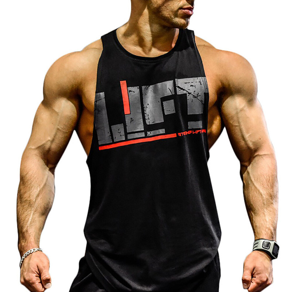 Men Workout Tank Top Sleeveless Gym Shirts Bodybuilding Fitness Muscle Tee Shirt