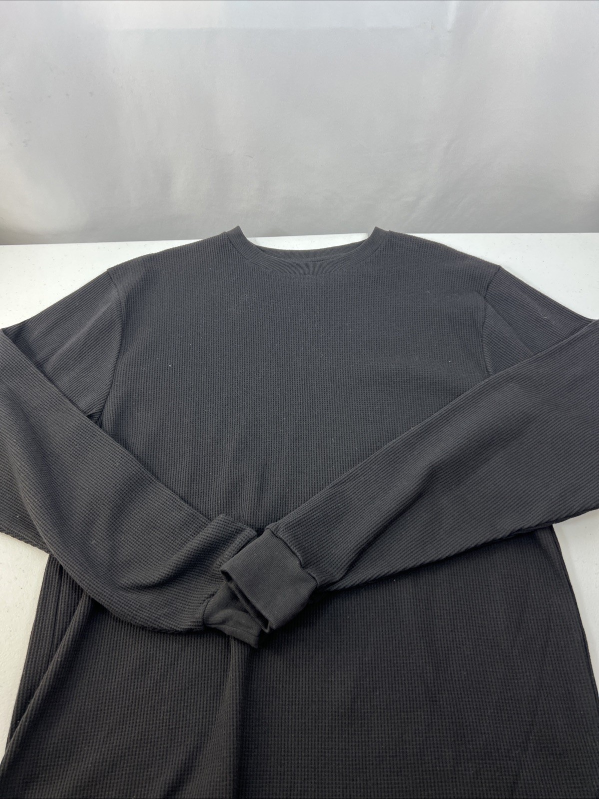 Linea Uomo Black Waffle Knit Thermal V-Neck Size XL