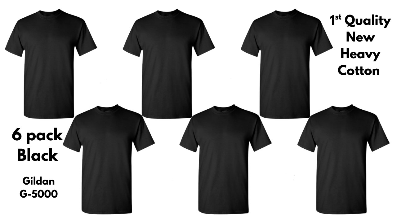 GILDAN (6-Pack, Bulk) Solid Heavy Cotton Short Sleeve Blank Tee T-Shirt S-5XL