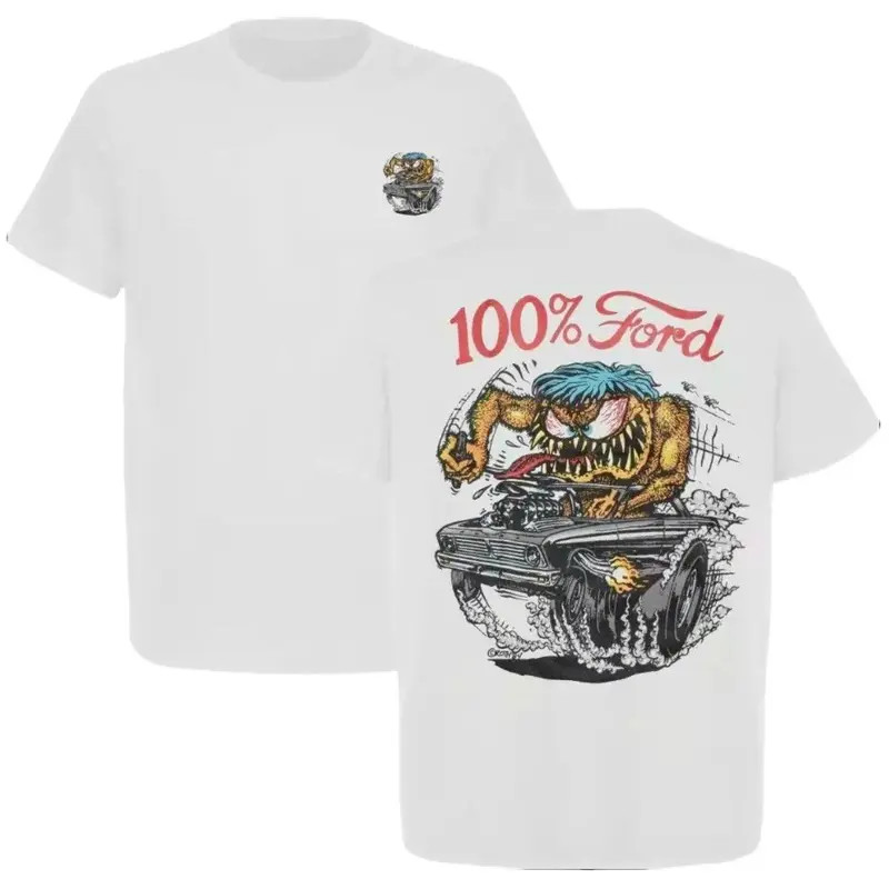 100% Ford Rat Fink T-shirt Menswear Ford Fans, Hot Rod Racing Graphic Tee, Speed